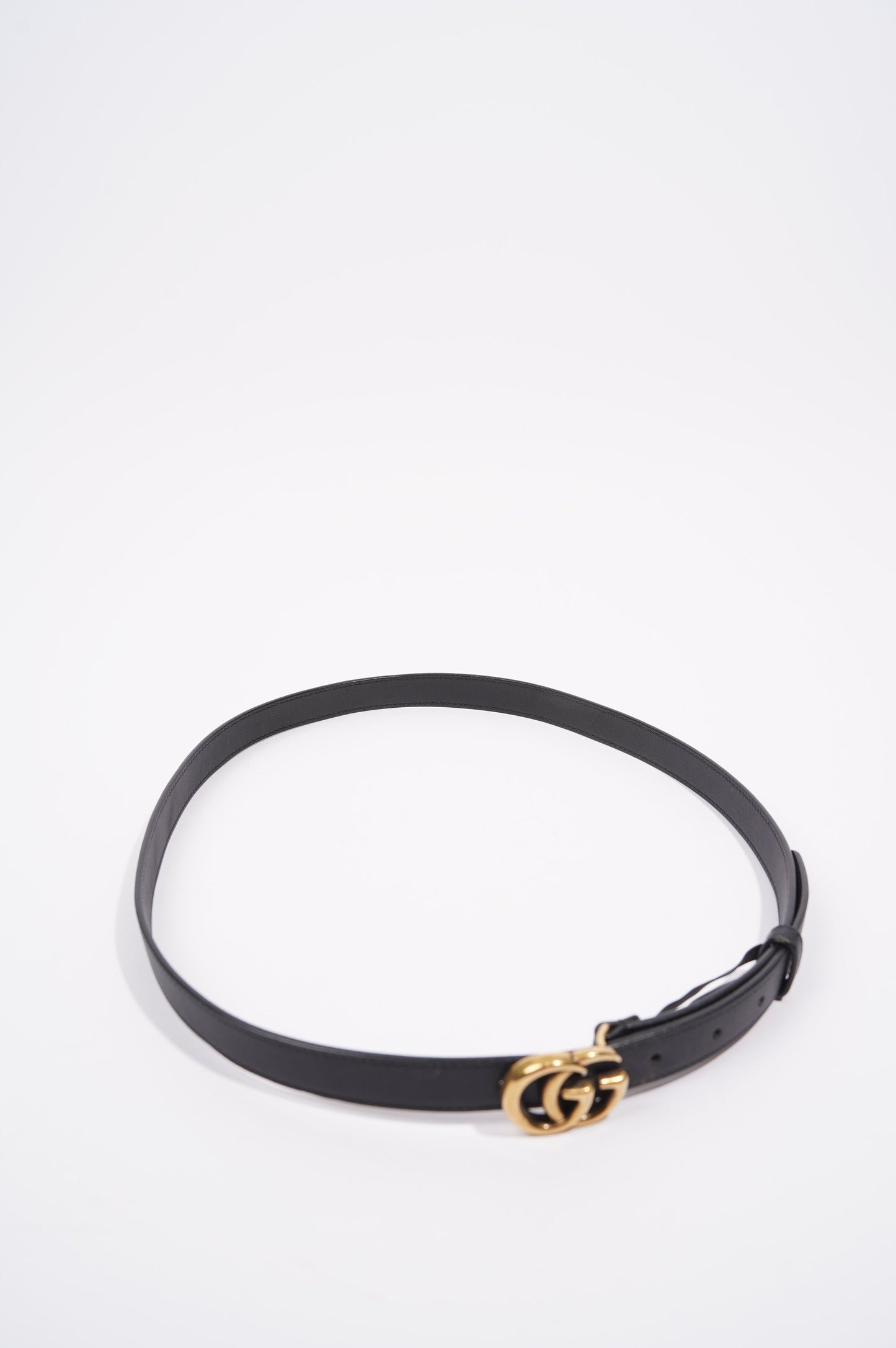 Gucci Womens Skinny Marmont Belt Black / Gold 95-30