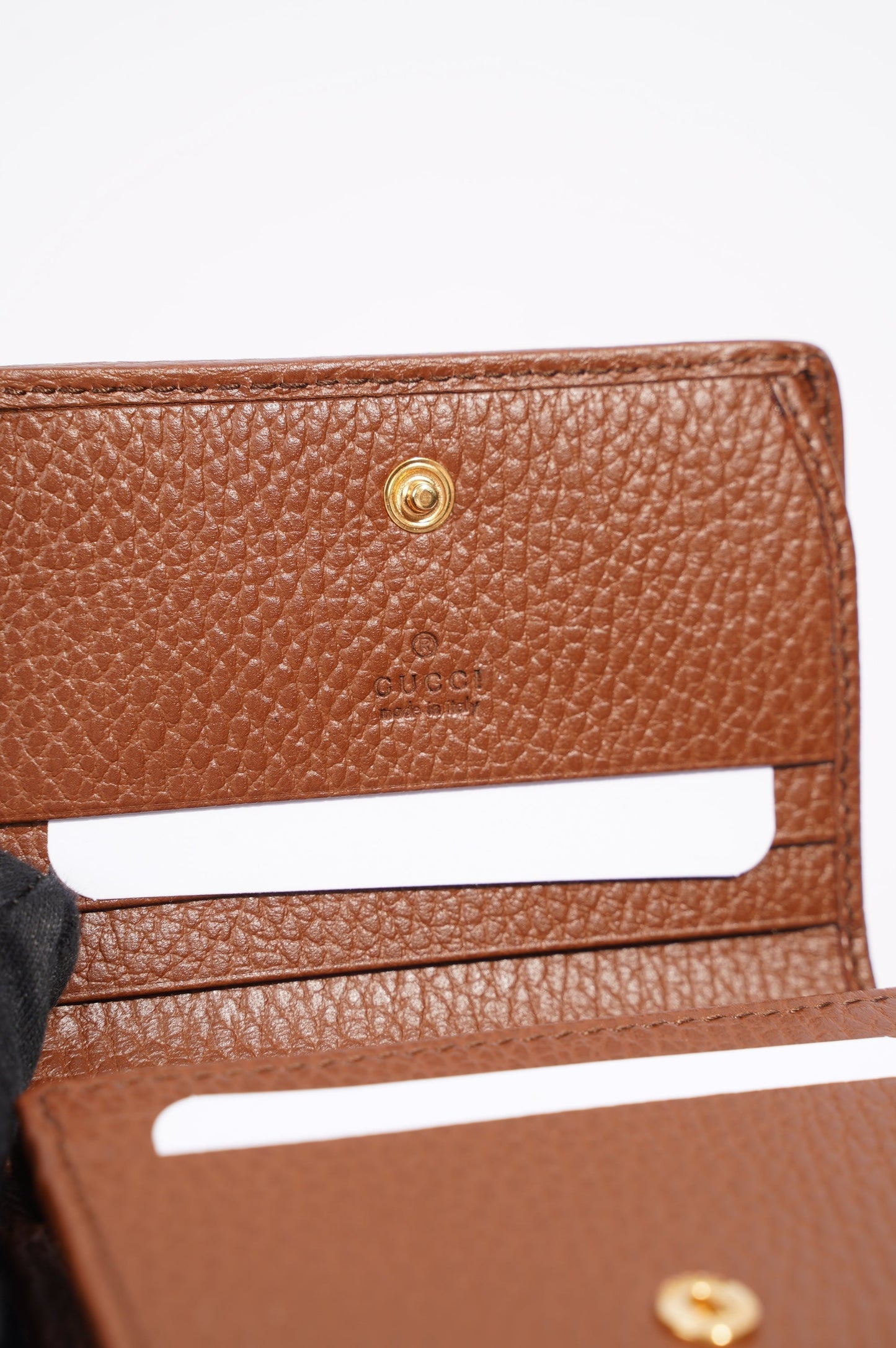 Gucci Womens Horsebit 1955 Card Case Wallet Denim / Brown