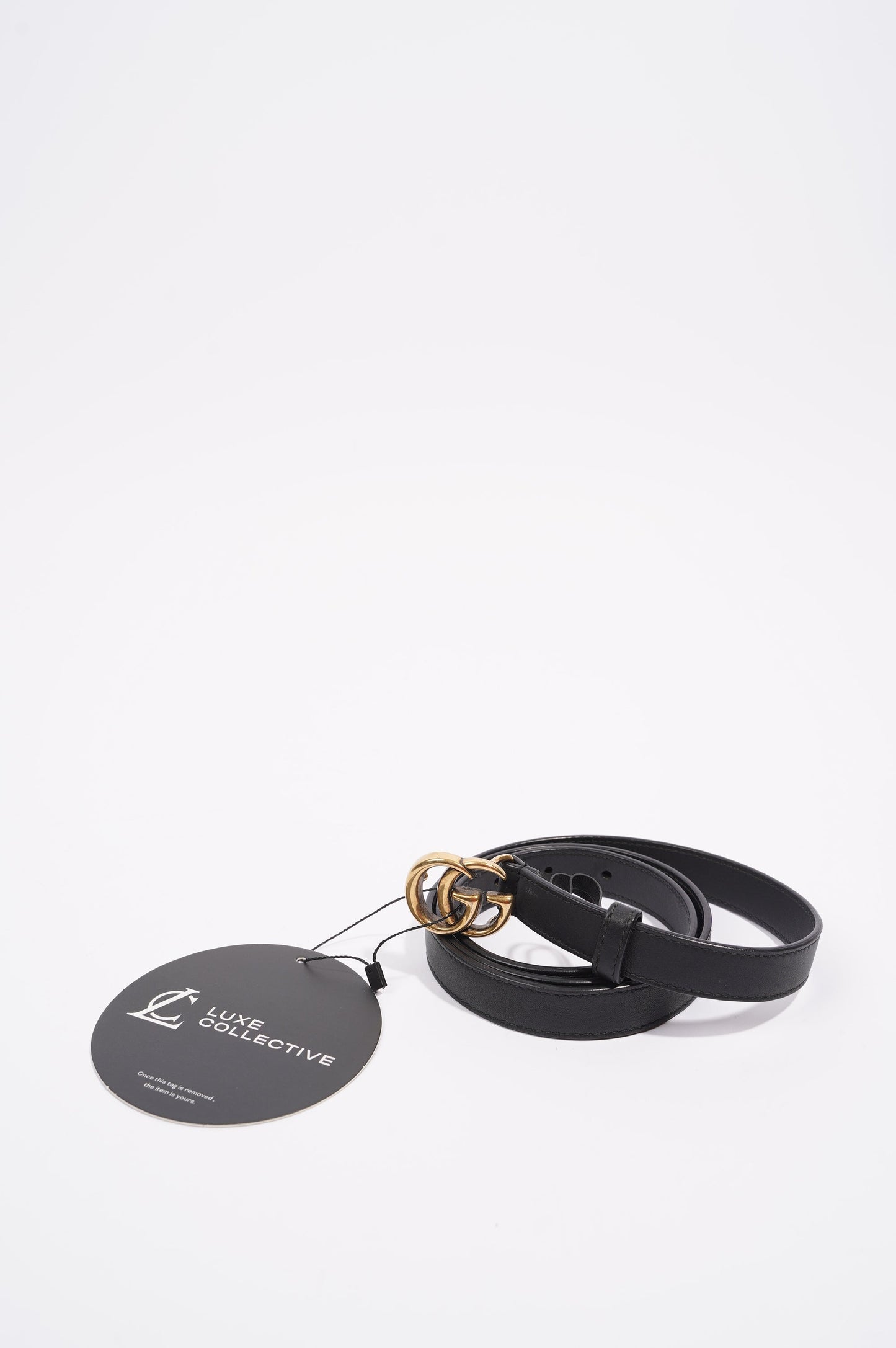 Gucci Womens Skinny Marmont Belt Black / Gold 95-30