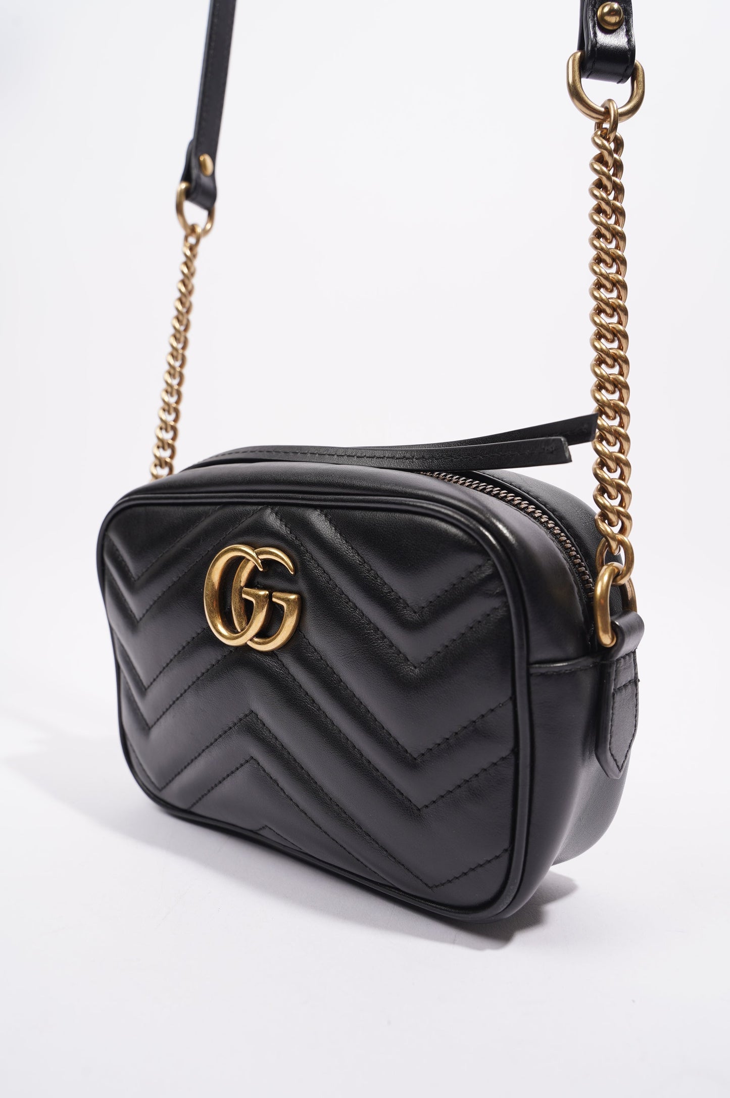 Gucci Womens Marmont Zip Black / Gold Mini