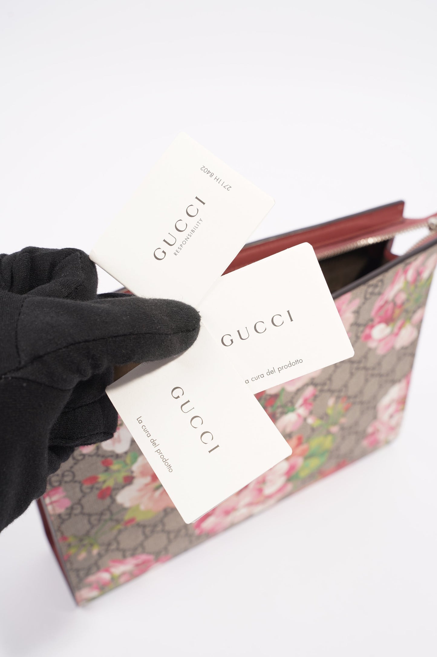 Gucci Womens GG Blooms Cosmetic Case Floral Print Canvas Large