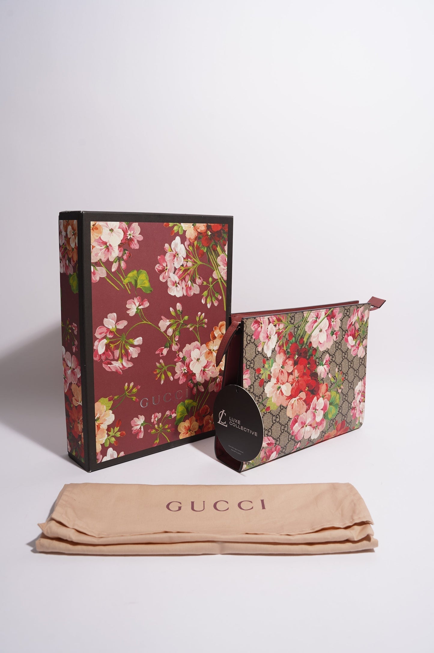 Gucci Womens GG Blooms Cosmetic Case Floral Print Canvas Large