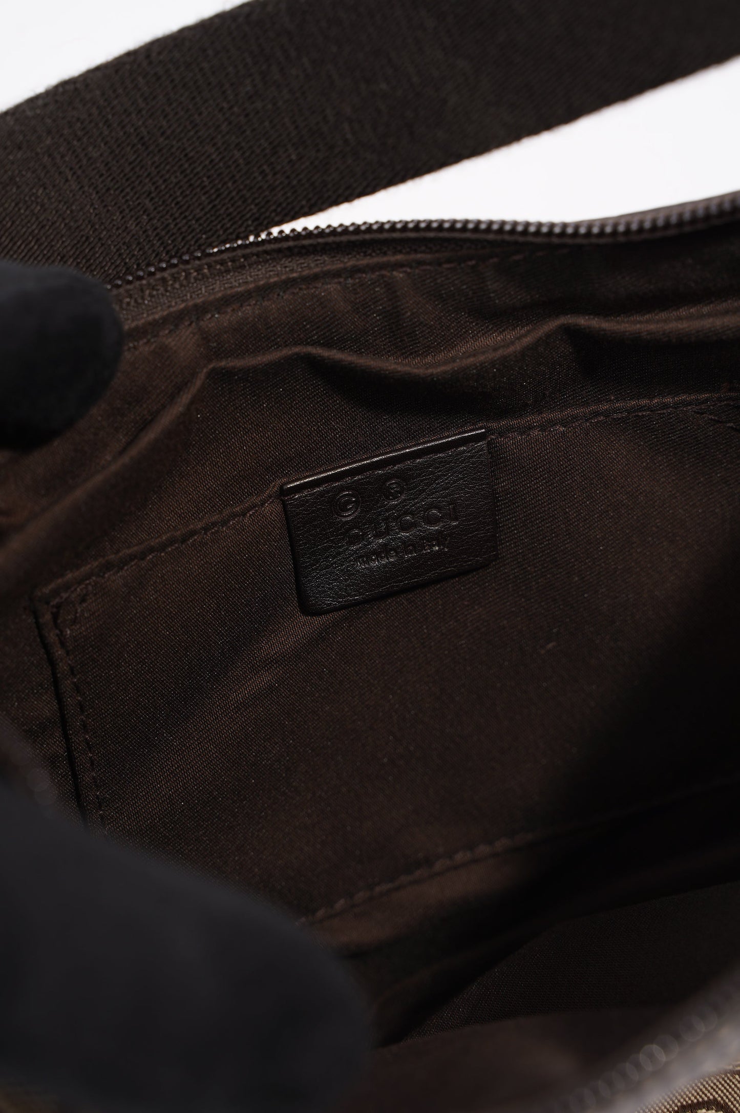 Gucci Womens Horsebit Canvas Shoulder Bag Brown Large