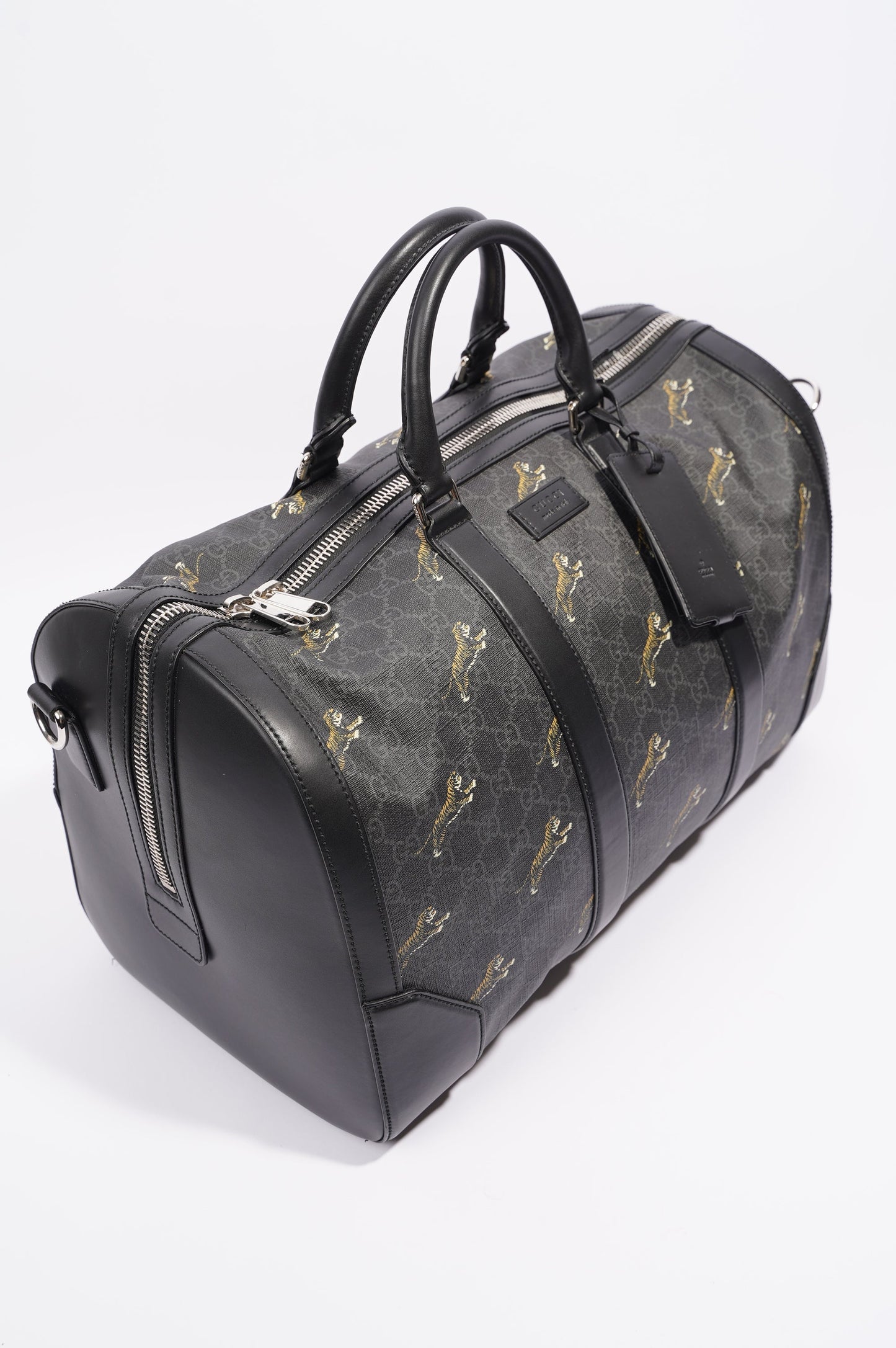 Gucci Mens Supreme Tigers Duffle Grey Canvas