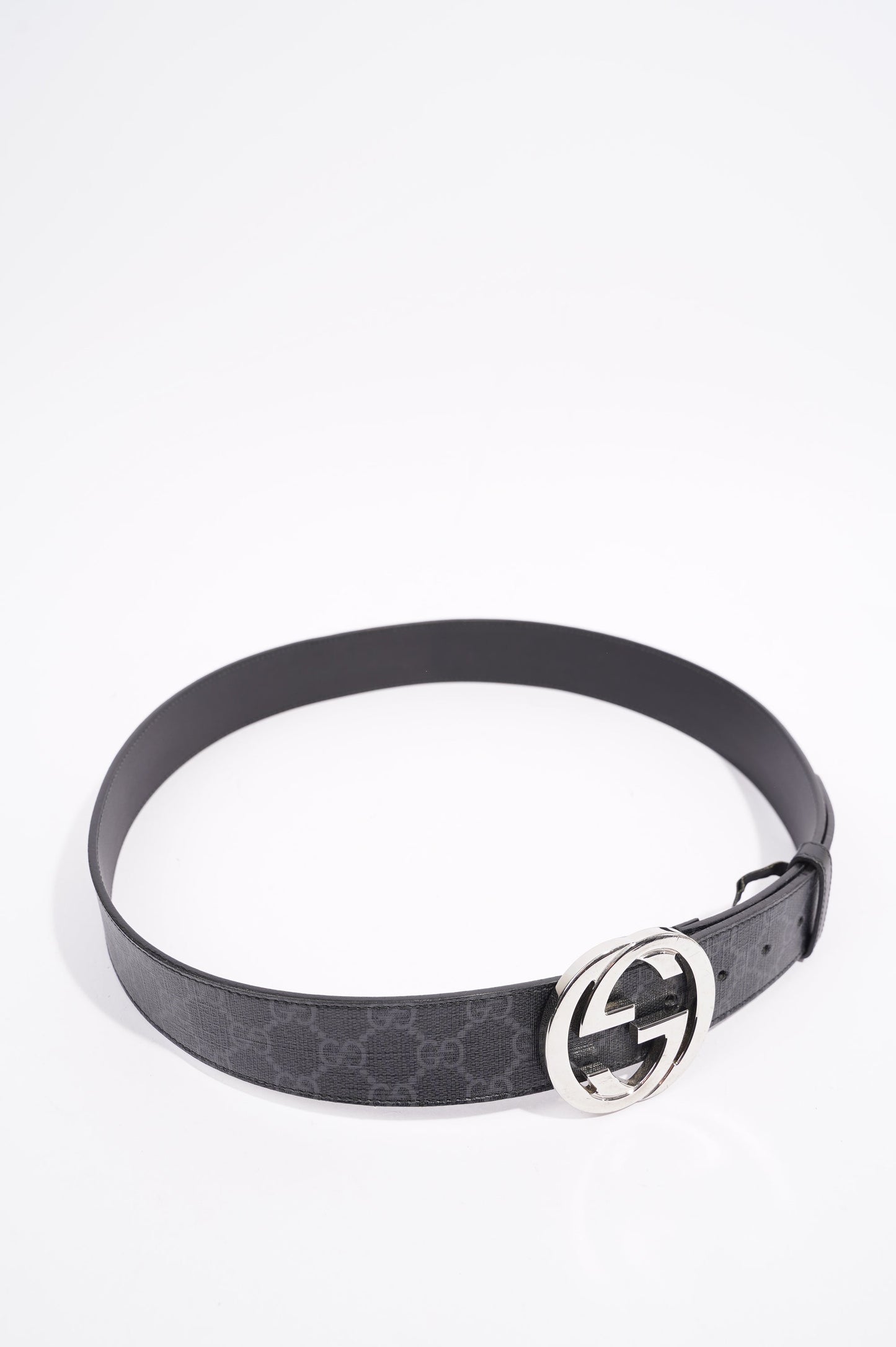 Gucci Mens Interlocking Belt Black / Silver 100cm -40"