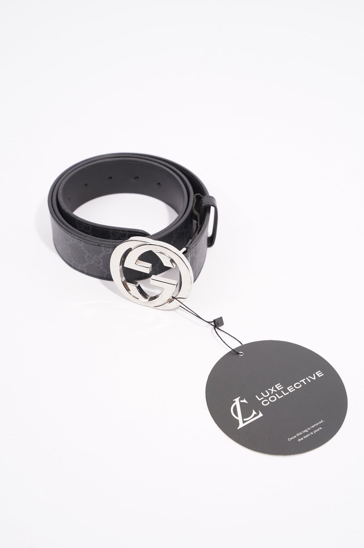 Gucci Mens Interlocking Belt Black / Silver 100cm -40"