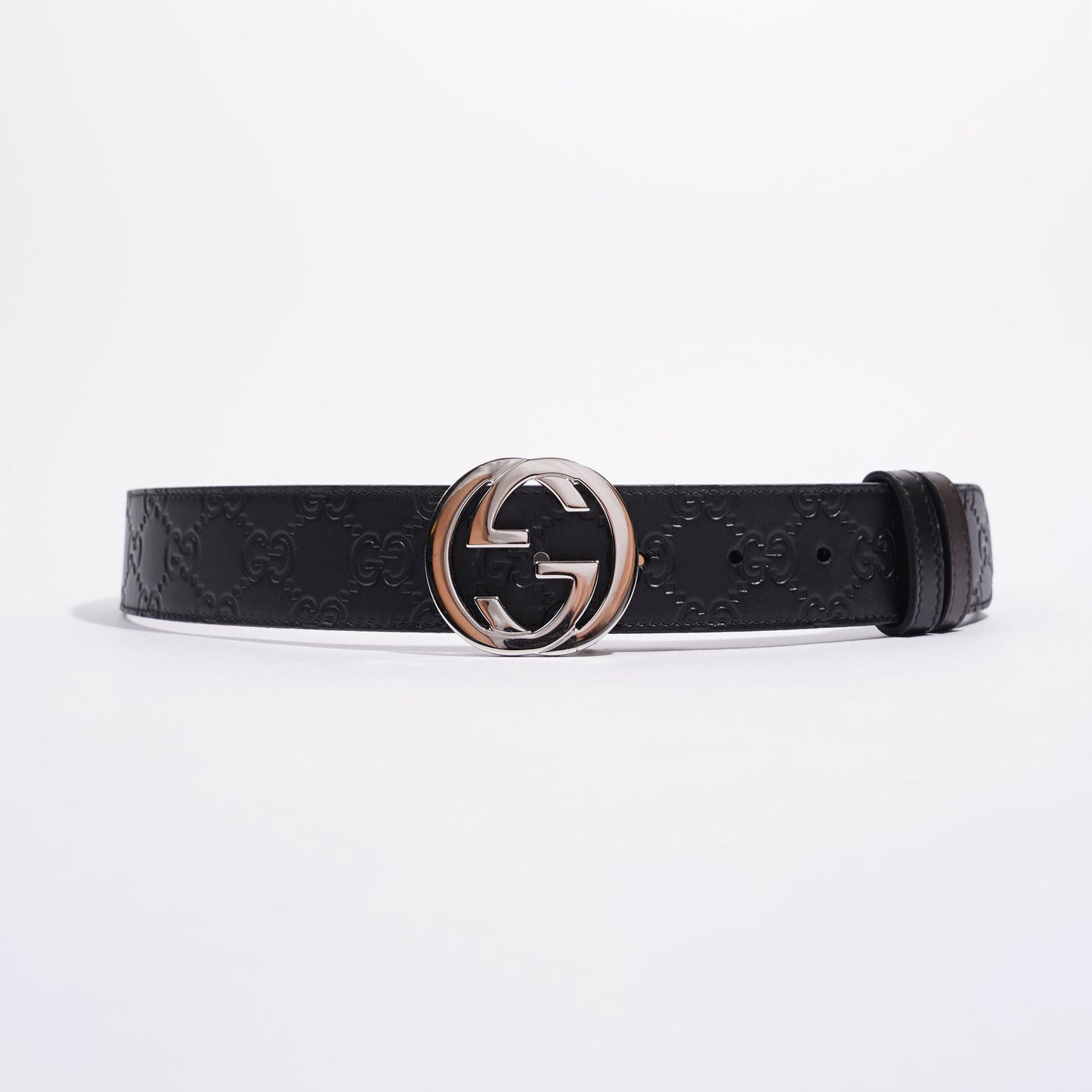 Gucci Mens Interlocking Reversible Belt Black / Silver 85cm - 34"