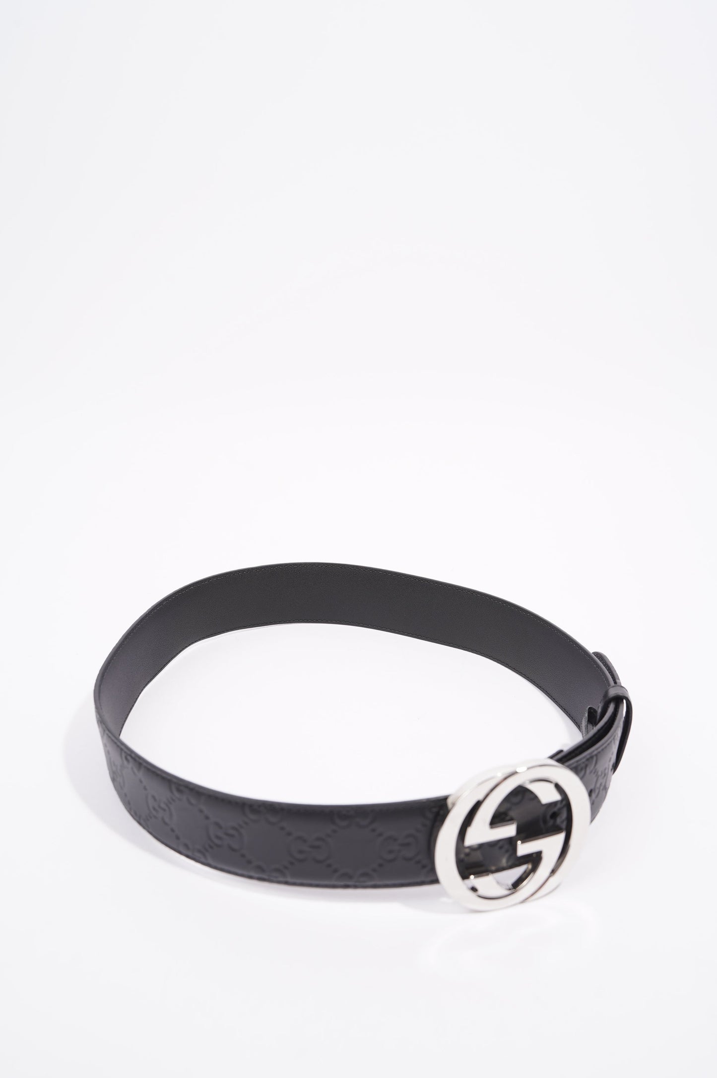Gucci Mens Interlocking Belt Black / Silver 80-32