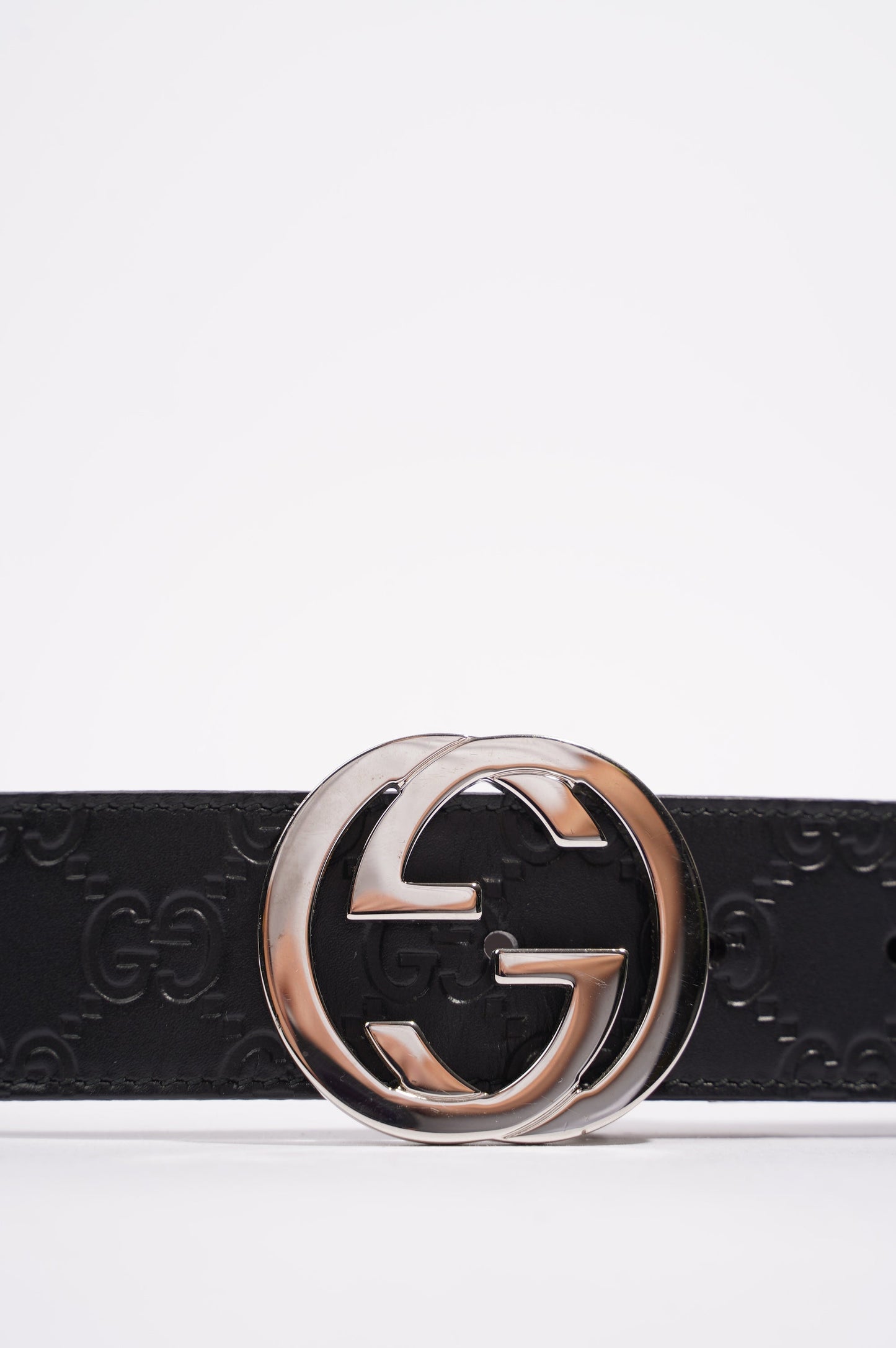 Gucci Mens Interlocking Reversible Belt Black / Silver 85cm - 34"