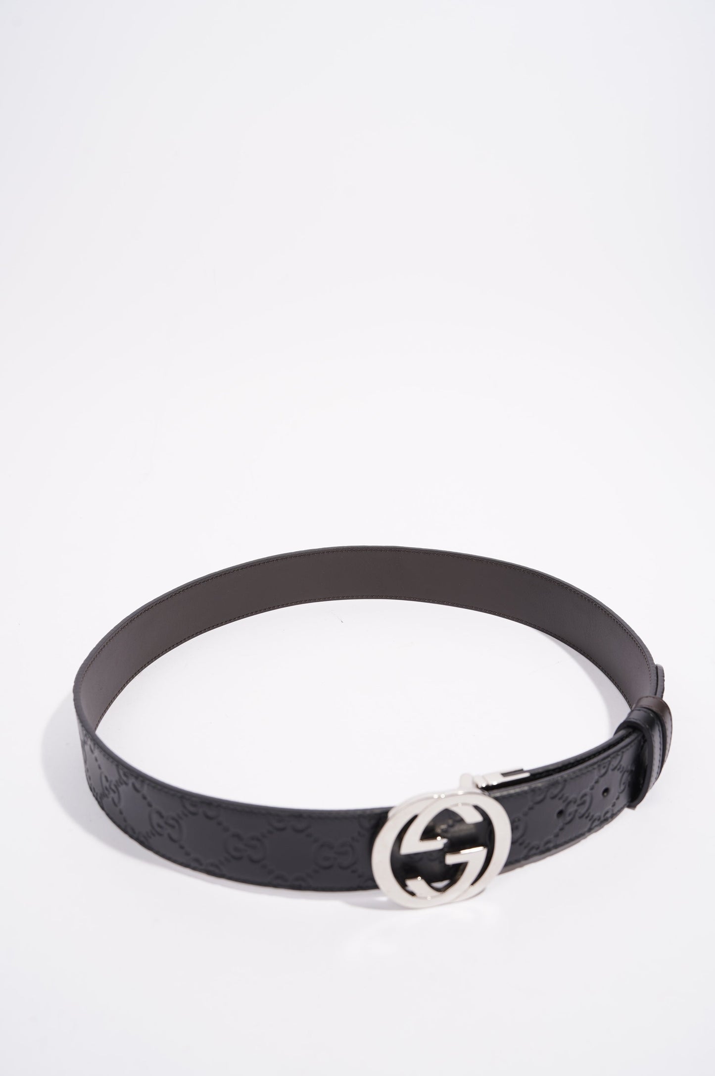 Gucci Mens Interlocking Reversible Belt Black / Silver 85cm - 34"