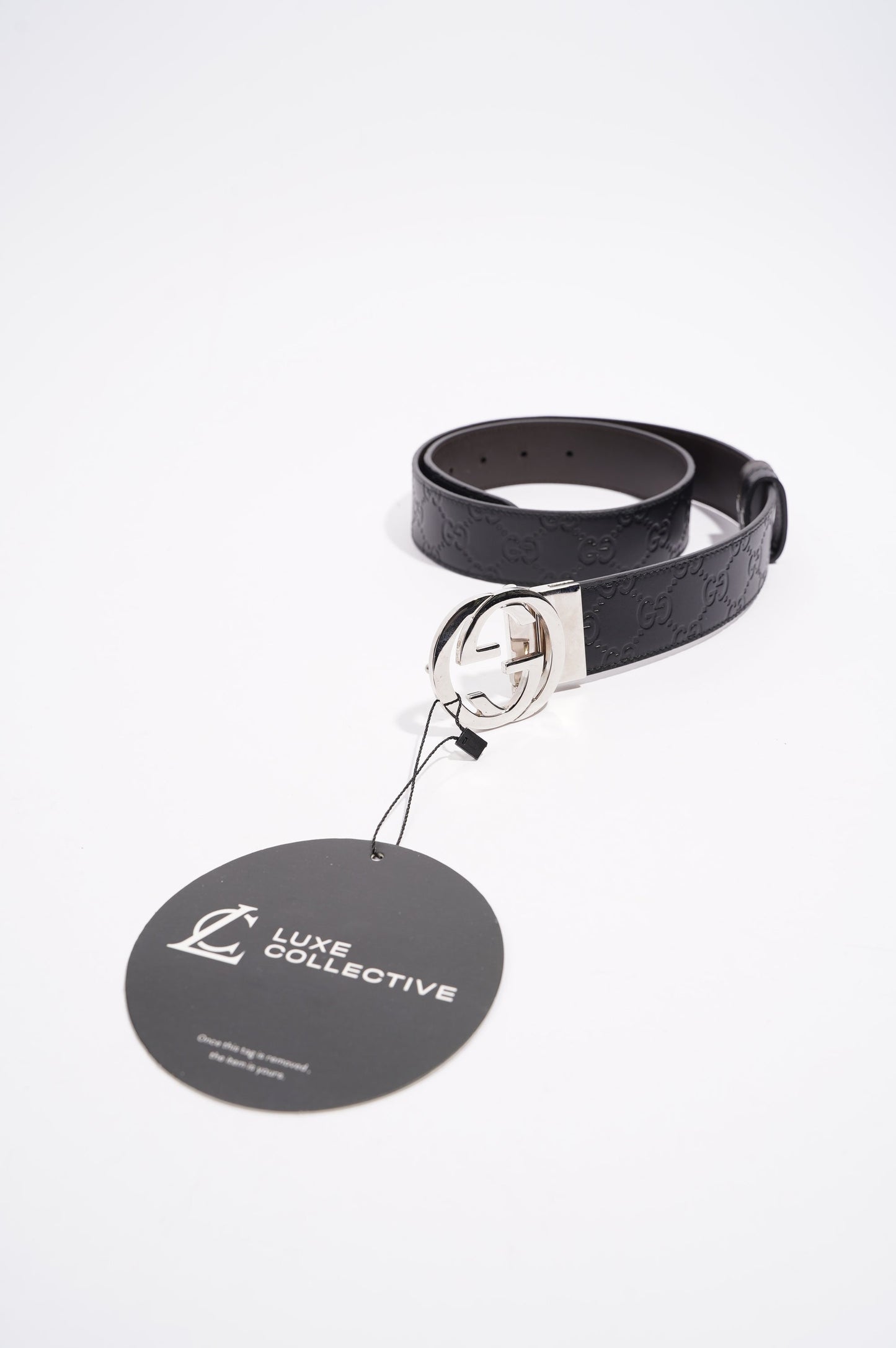 Gucci Mens Interlocking Reversible Belt Black / Silver 85cm - 34"