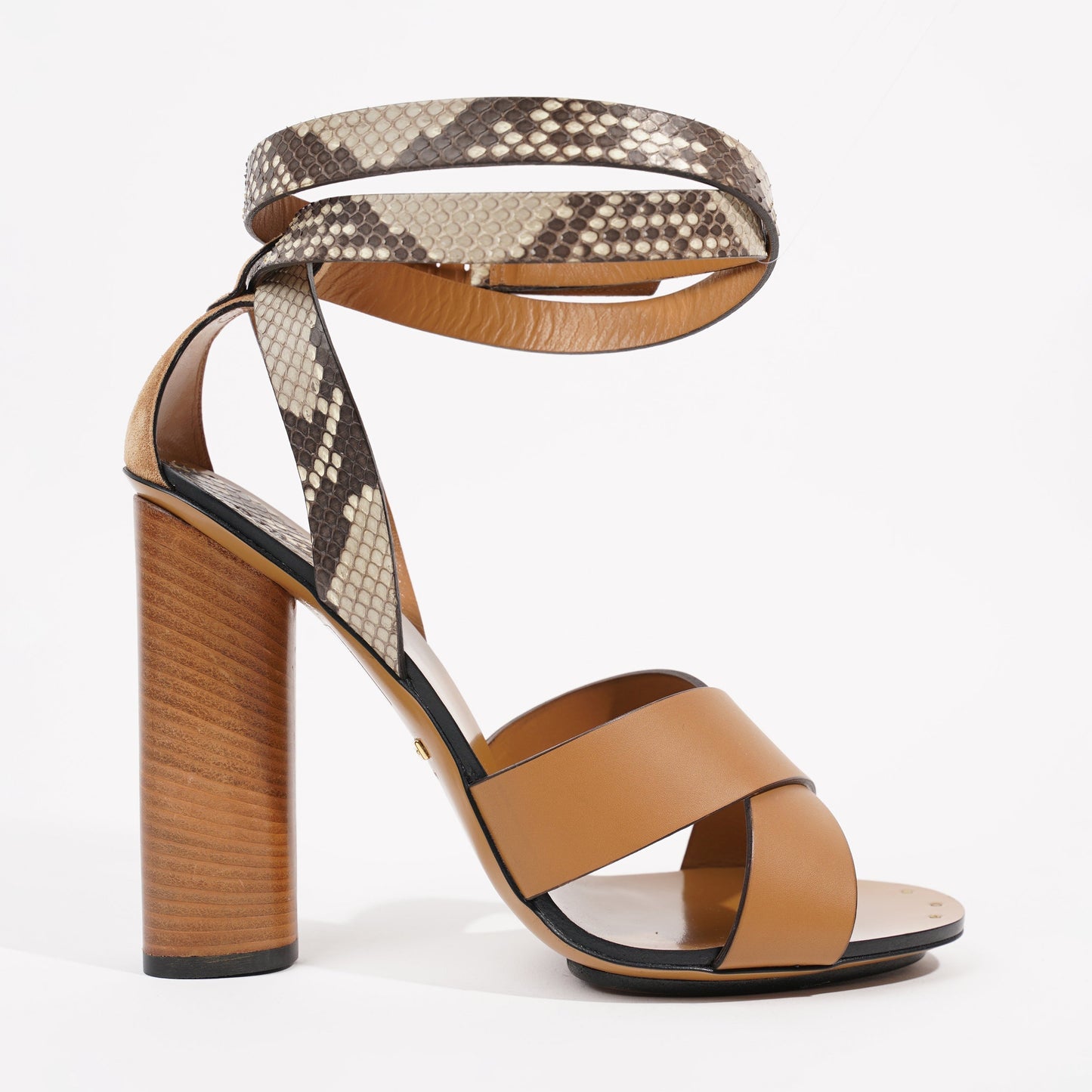 Gucci Womens Python Sandal 110 Brown Leather / Python EU 39.5 / UK 6.5