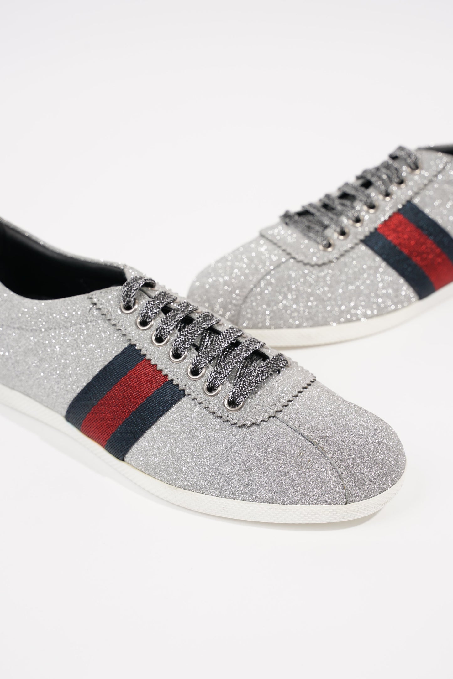 Gucci Womens Bambi Sneaker Silver Glitter EU 38 / UK 5