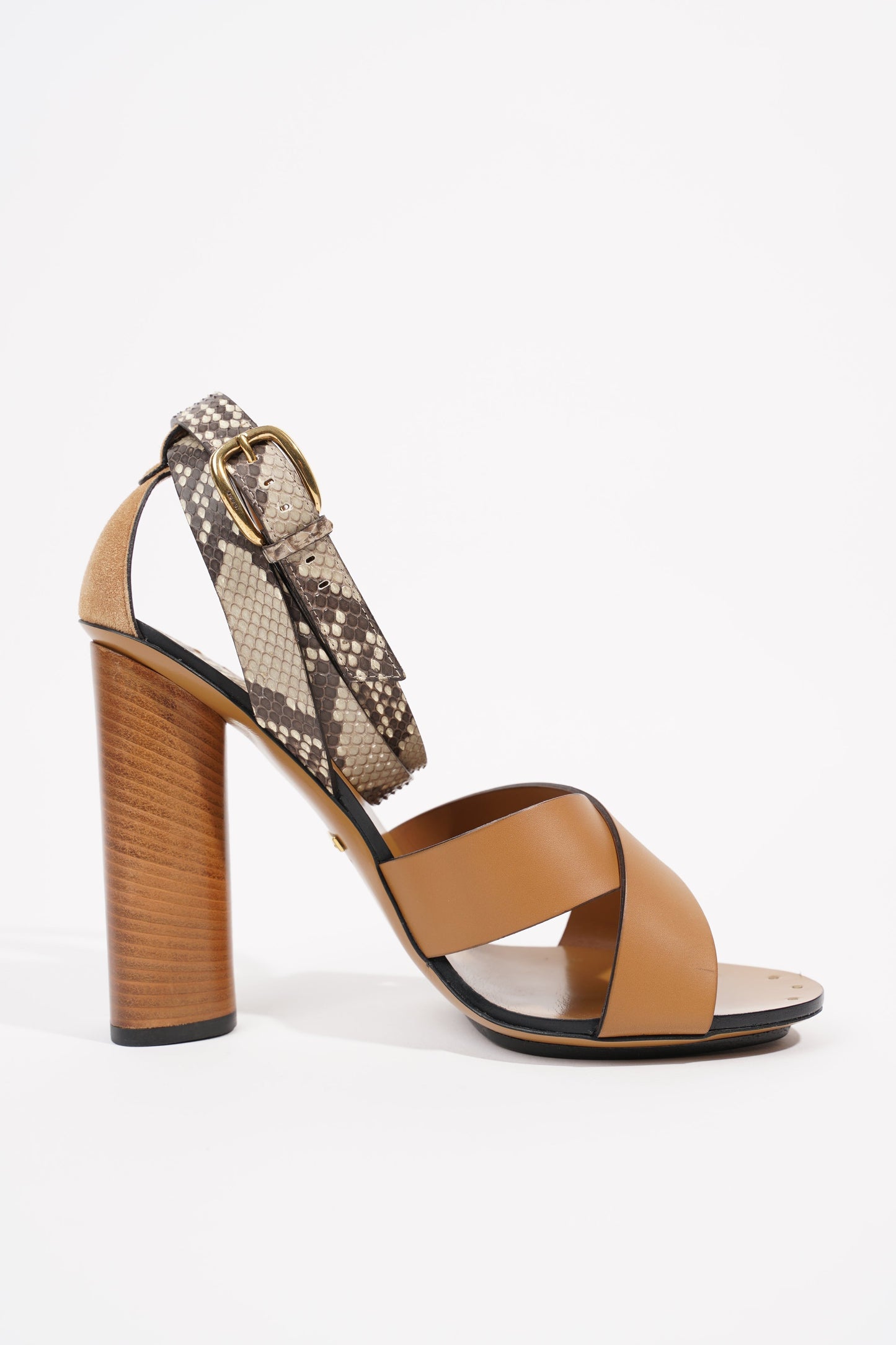 Gucci Womens Python Sandal 110 Brown Leather / Python EU 39.5 / UK 6.5
