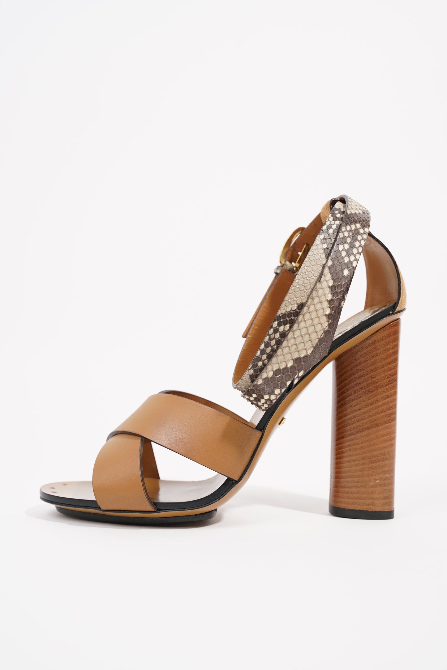 Gucci Womens Python Sandal 110 Brown Leather / Python EU 39.5 / UK 6.5