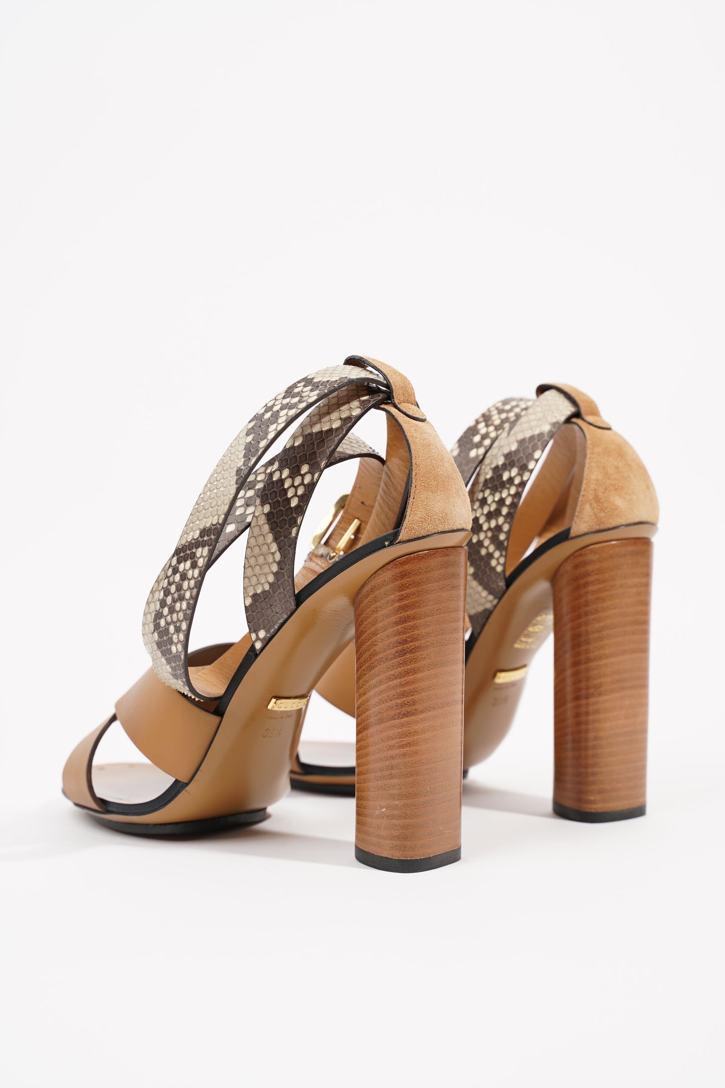 Gucci Womens Python Sandal 110 Brown Leather / Python EU 39.5 / UK 6.5