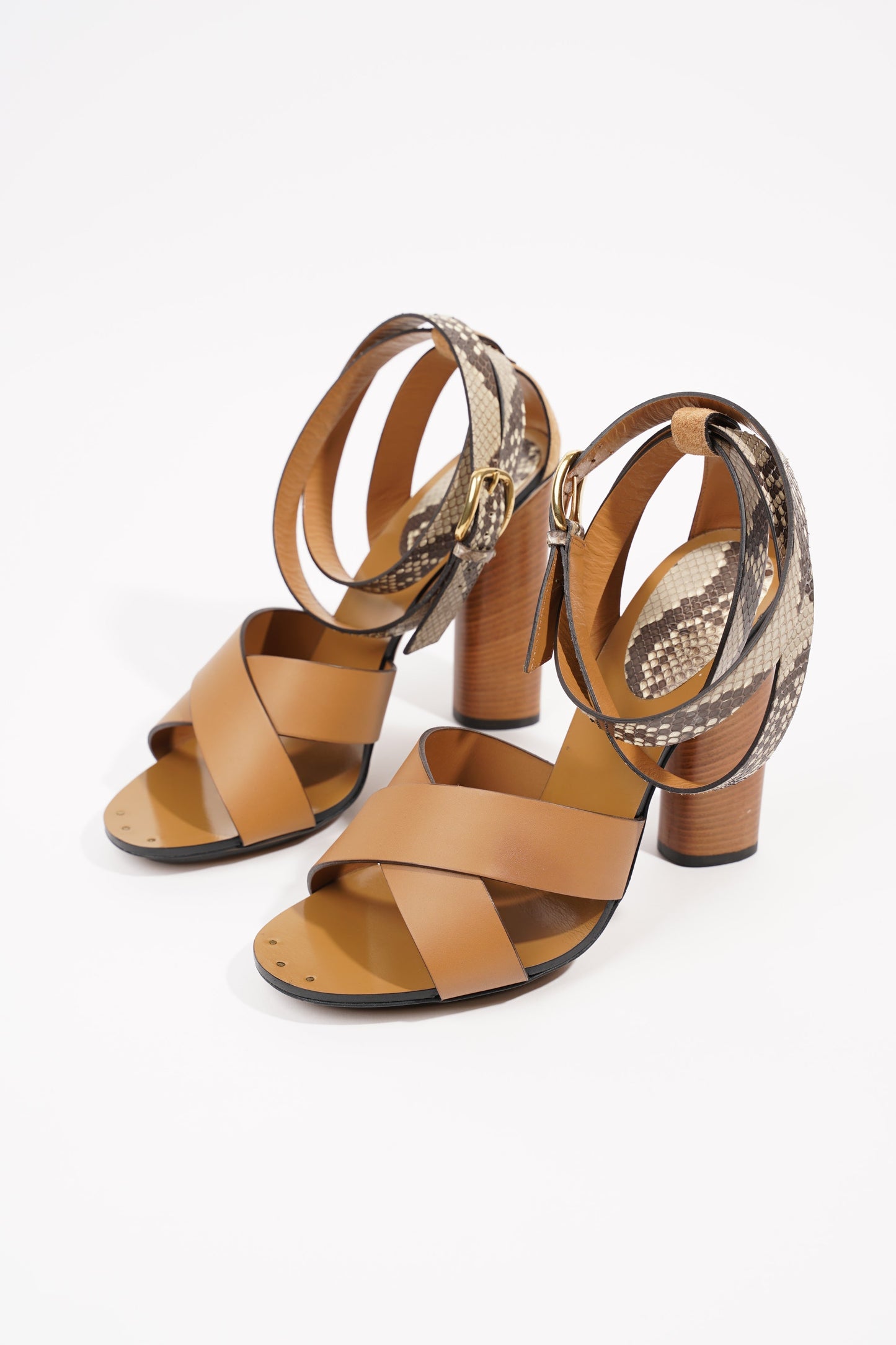 Gucci Womens Python Sandal 110 Brown Leather / Python EU 39.5 / UK 6.5