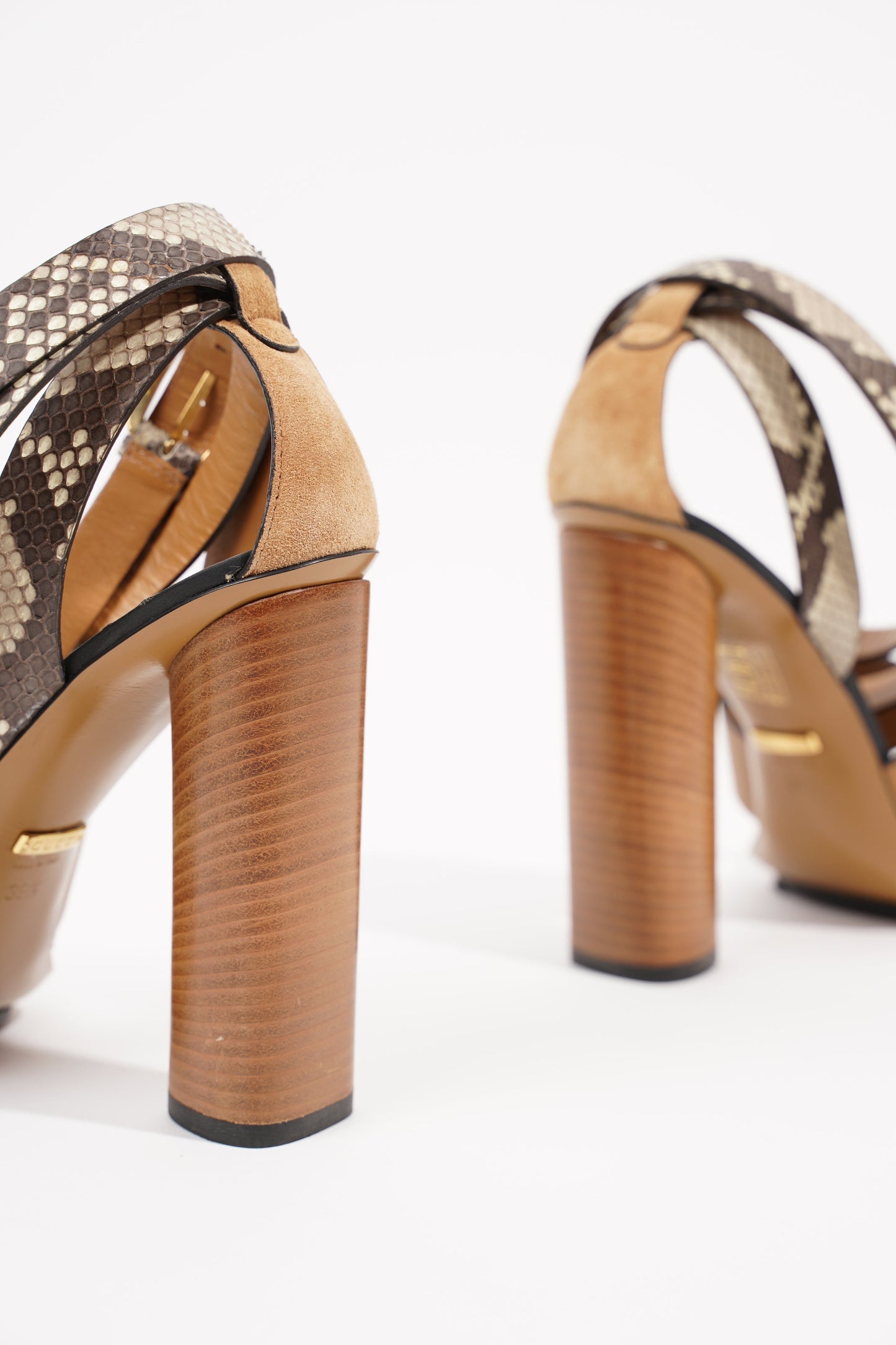 Gucci Womens Python Sandal 110 Brown Leather / Python EU 39.5 / UK 6.5