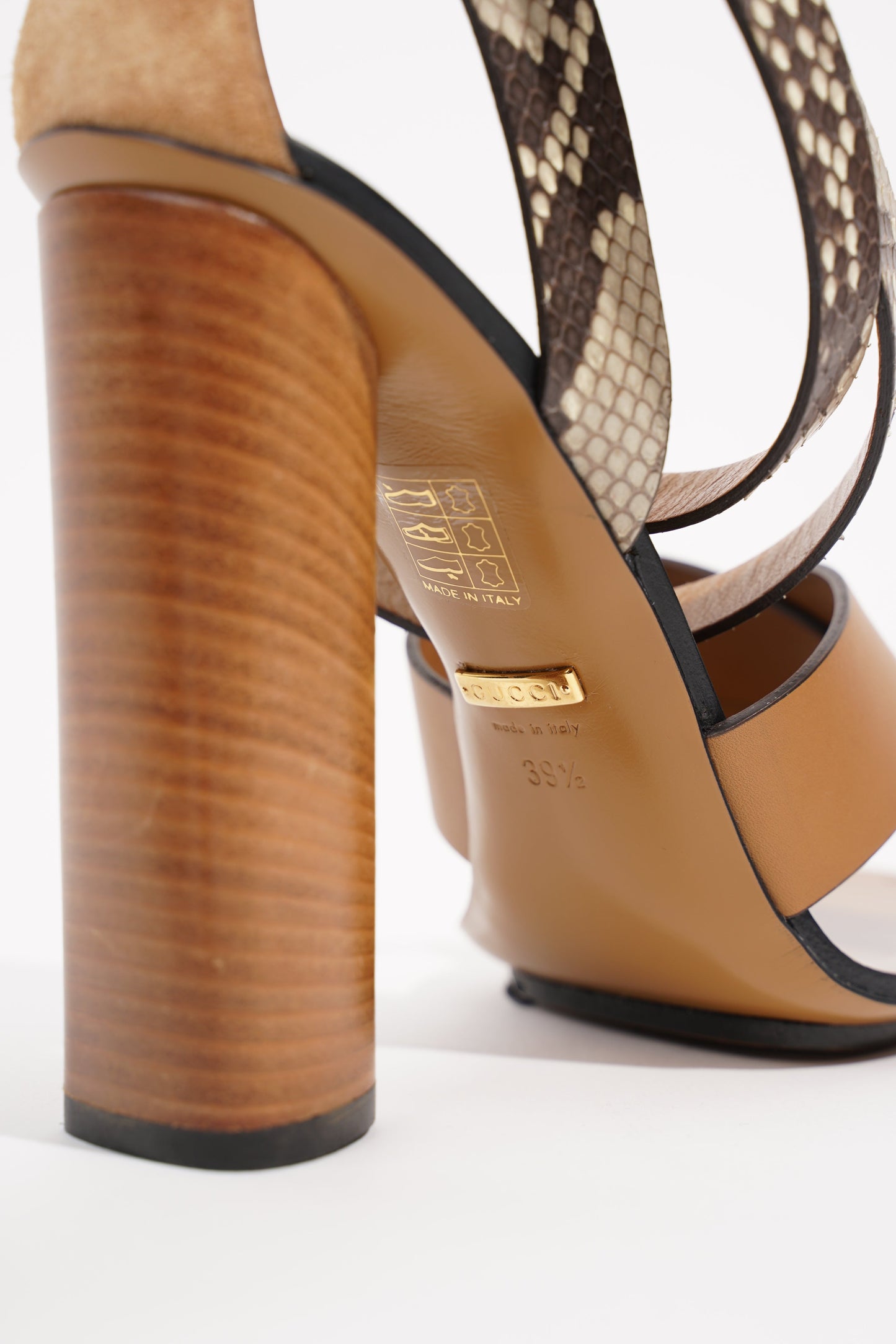 Gucci Womens Python Sandal 110 Brown Leather / Python EU 39.5 / UK 6.5