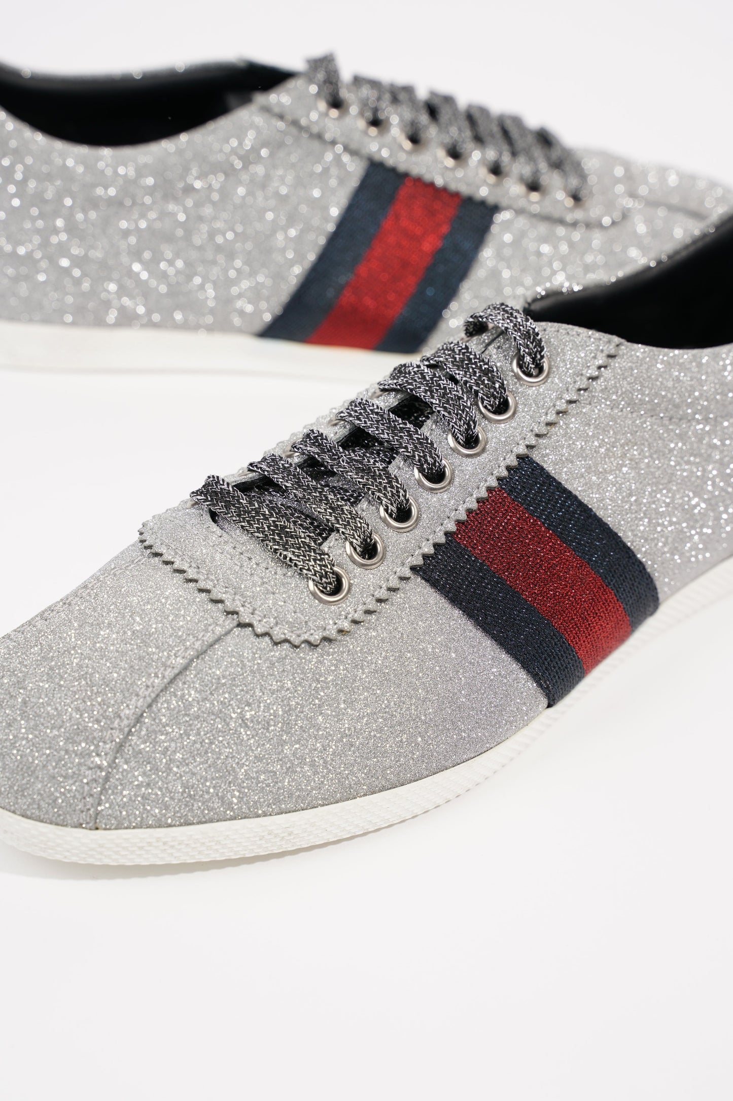 Gucci Womens Bambi Sneaker Silver Glitter EU 38 / UK 5
