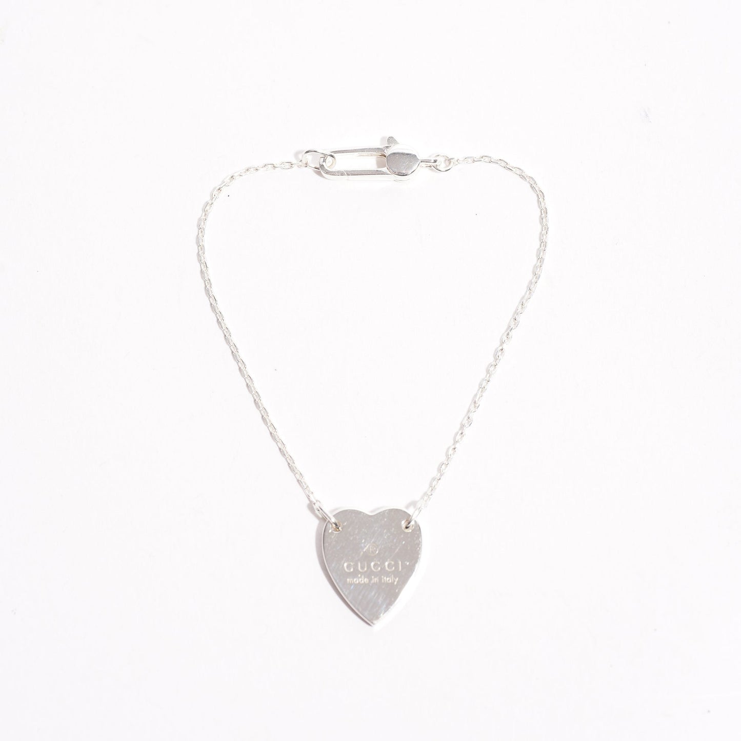 Gucci Womens Heart Tag Bracelet Silver