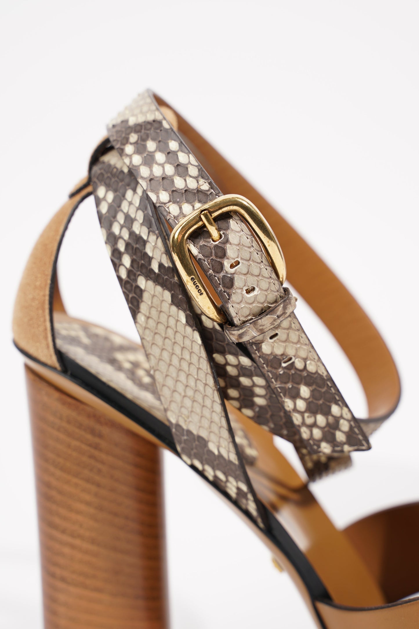 Gucci Womens Python Sandal 110 Brown Leather / Python EU 39.5 / UK 6.5