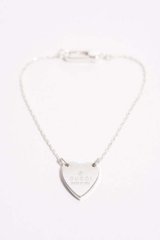 Gucci Womens Heart Tag Bracelet Silver