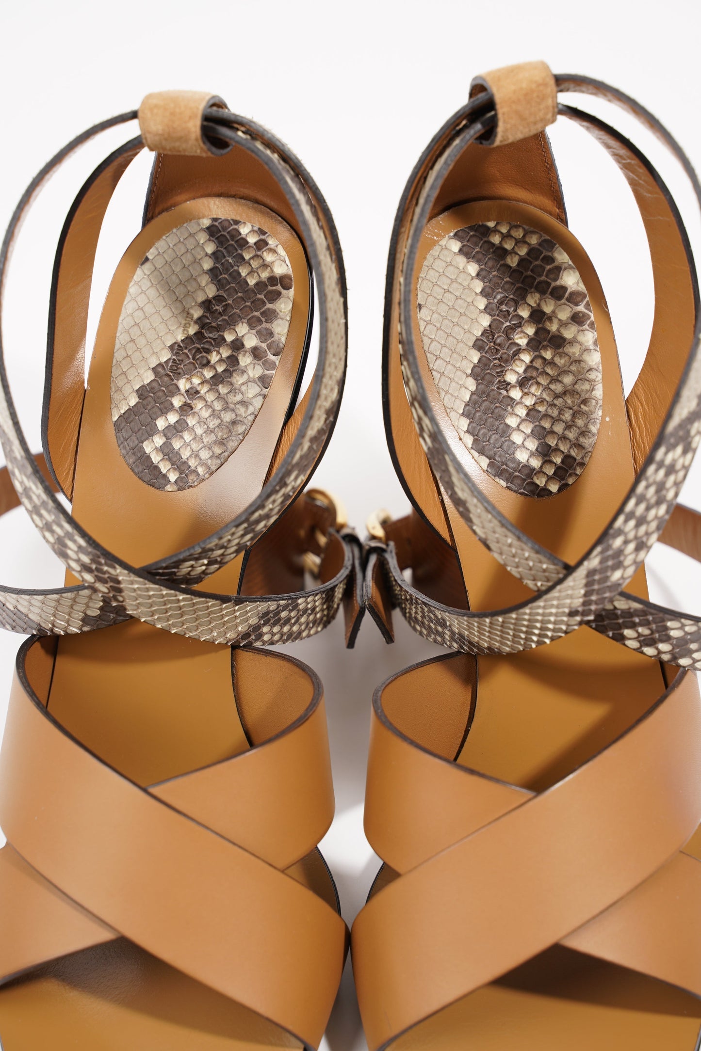 Gucci Womens Python Sandal 110 Brown Leather / Python EU 39.5 / UK 6.5