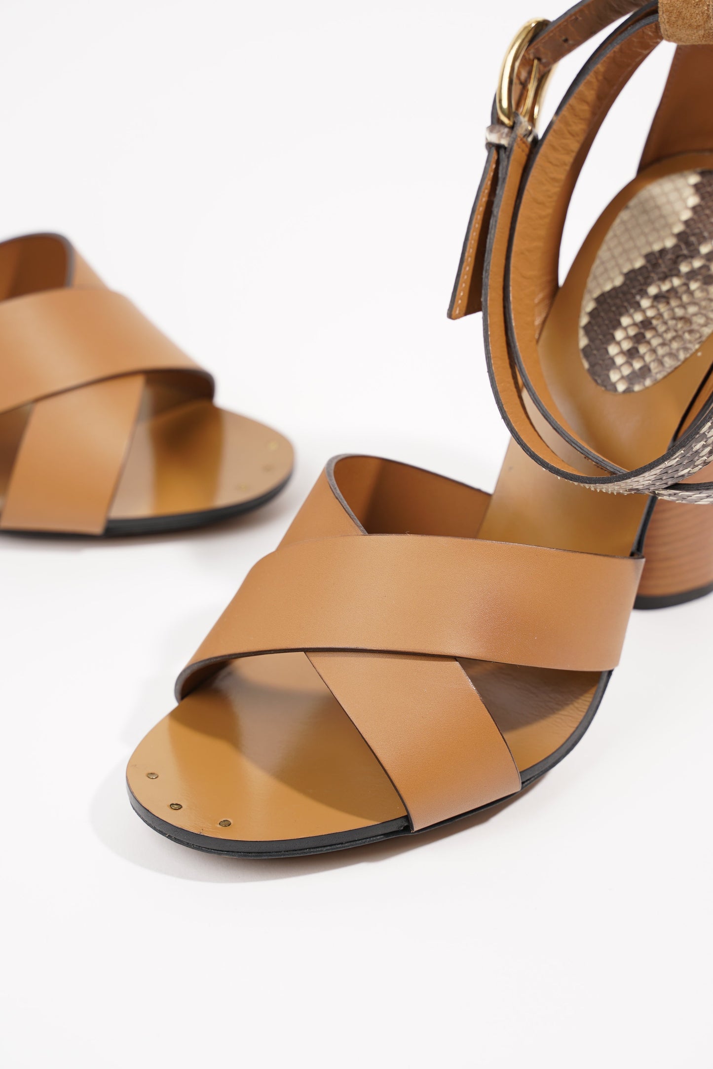 Gucci Womens Python Sandal 110 Brown Leather / Python EU 39.5 / UK 6.5