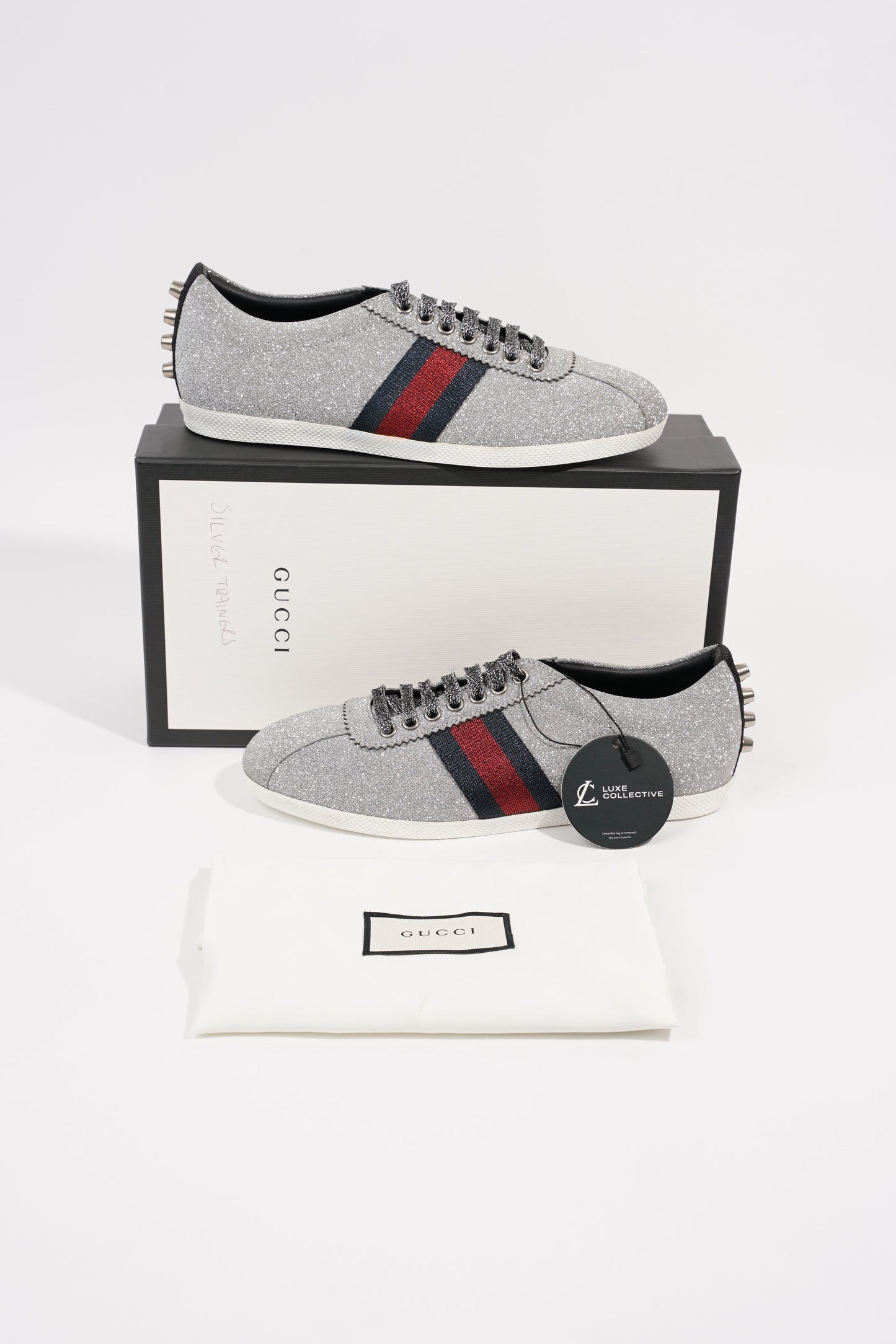 Gucci Womens Bambi Sneaker Silver Glitter EU 38 / UK 5