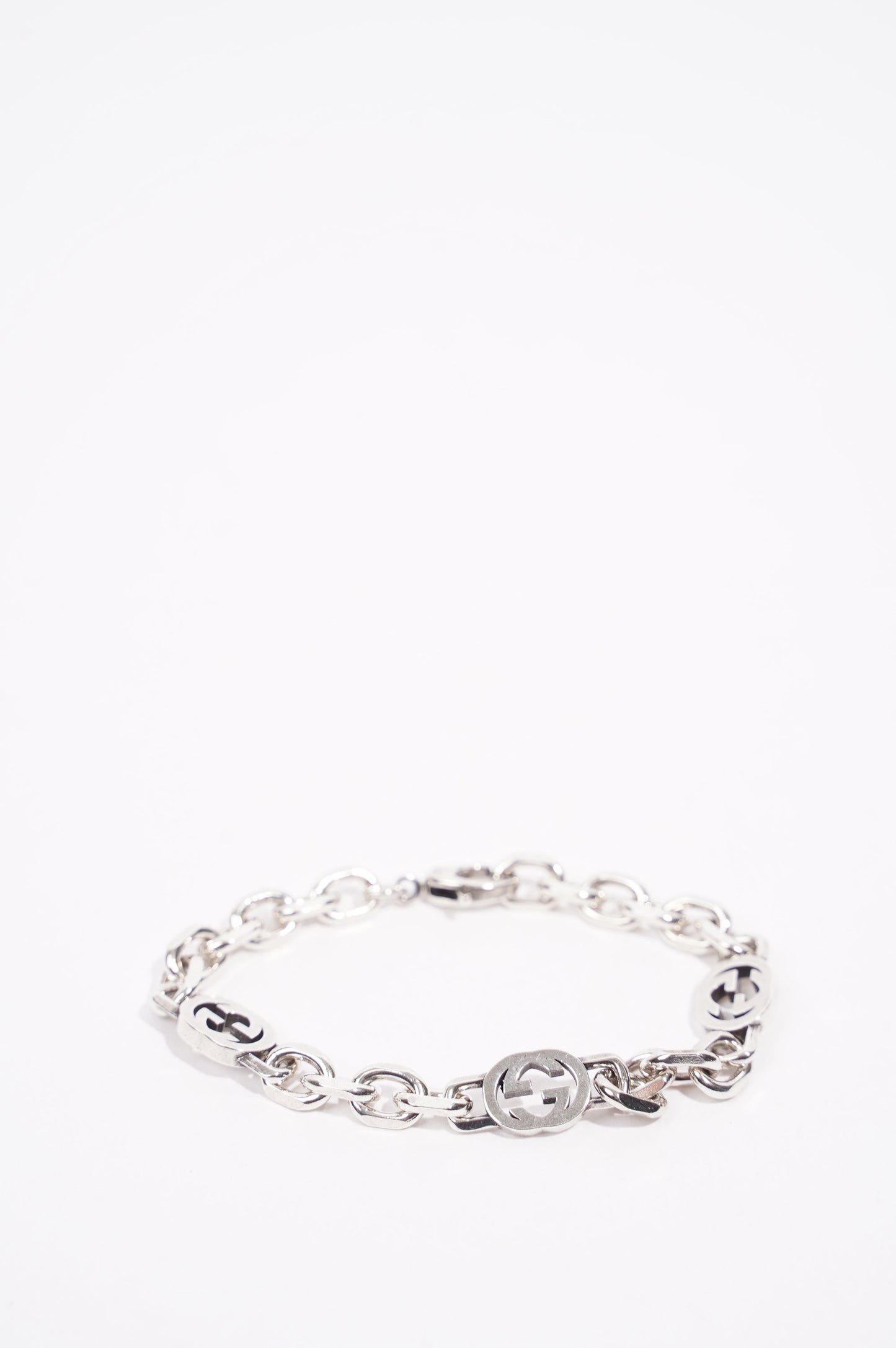 Gucci Mens Interlocking G Bracelet Silver