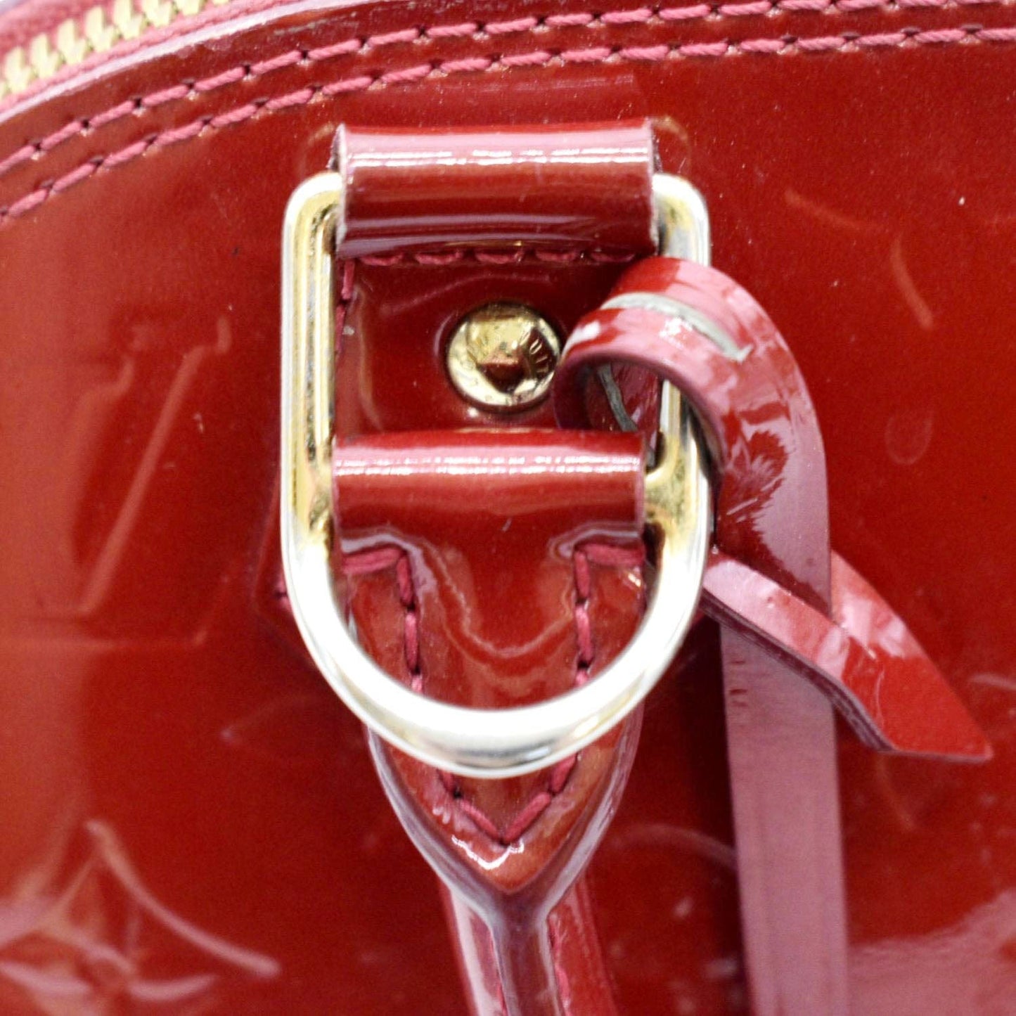 Louis Vuitton Alma BB Monogram Patent Leather Satchel Crossbody Bag Red