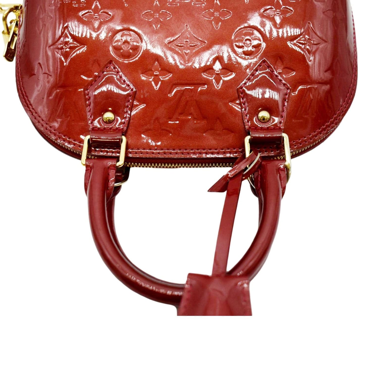 Louis Vuitton Alma BB Monogram Patent Leather Satchel Crossbody Bag Red