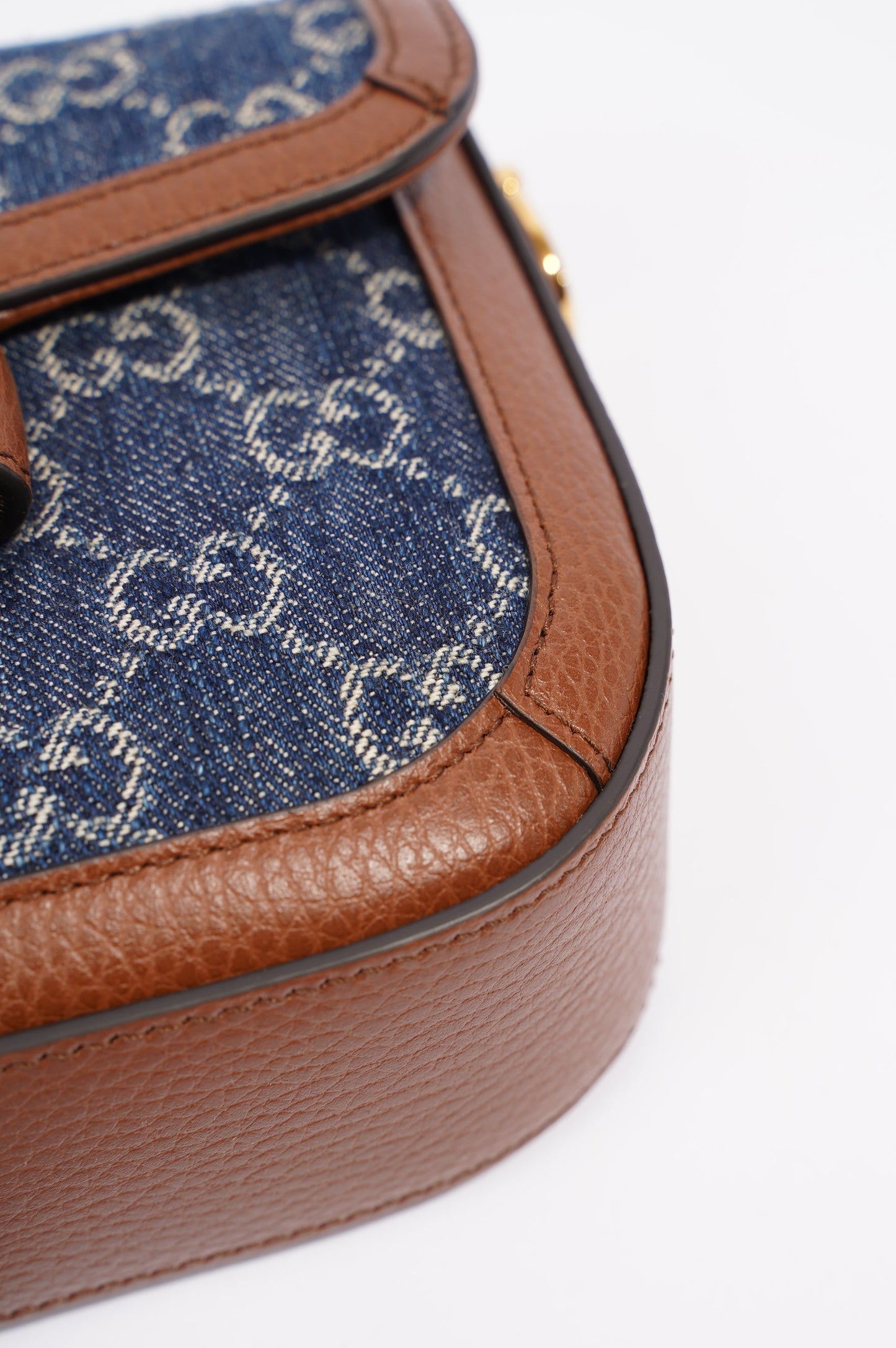 Gucci Womens Horsebit 1955 Mini Bag Demin / Brown