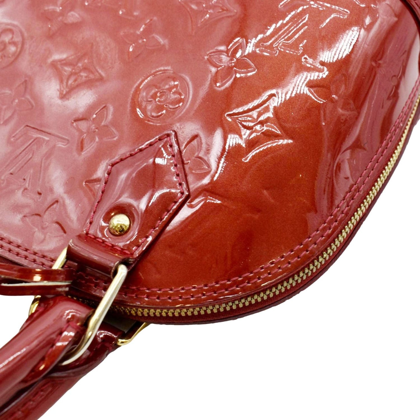 Louis Vuitton Alma BB Monogram Patent Leather Satchel Crossbody Bag Red