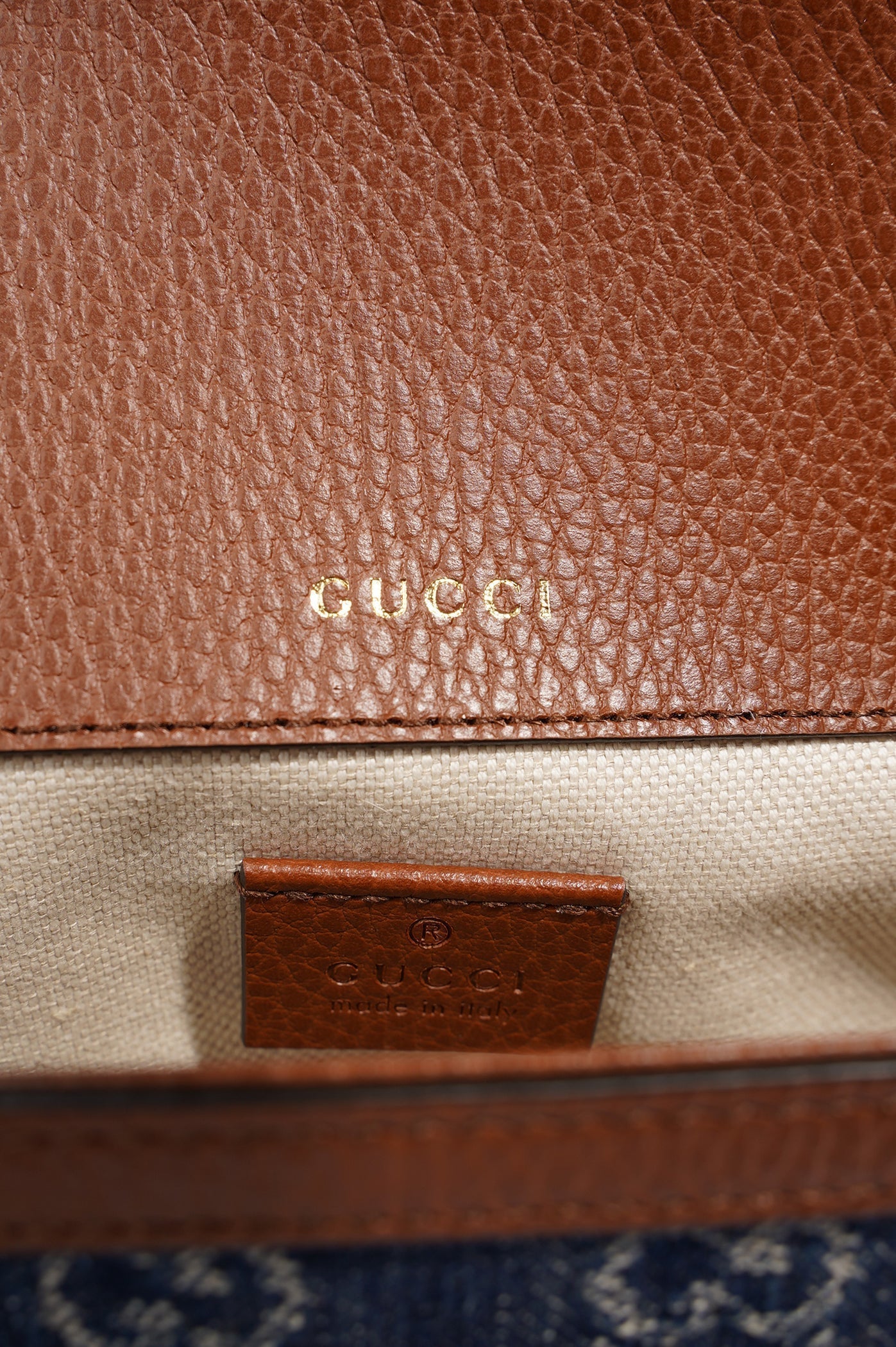 Gucci Womens Horsebit 1955 Mini Bag Demin / Brown