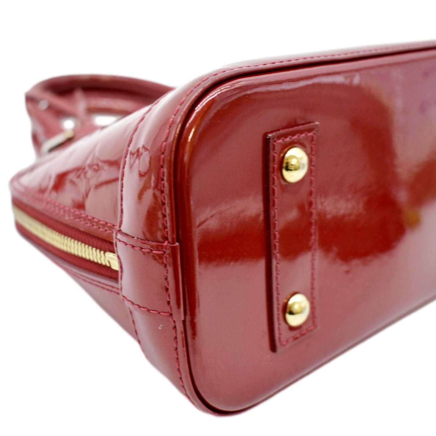 Louis Vuitton Alma BB Monogram Patent Leather Satchel Crossbody Bag Red
