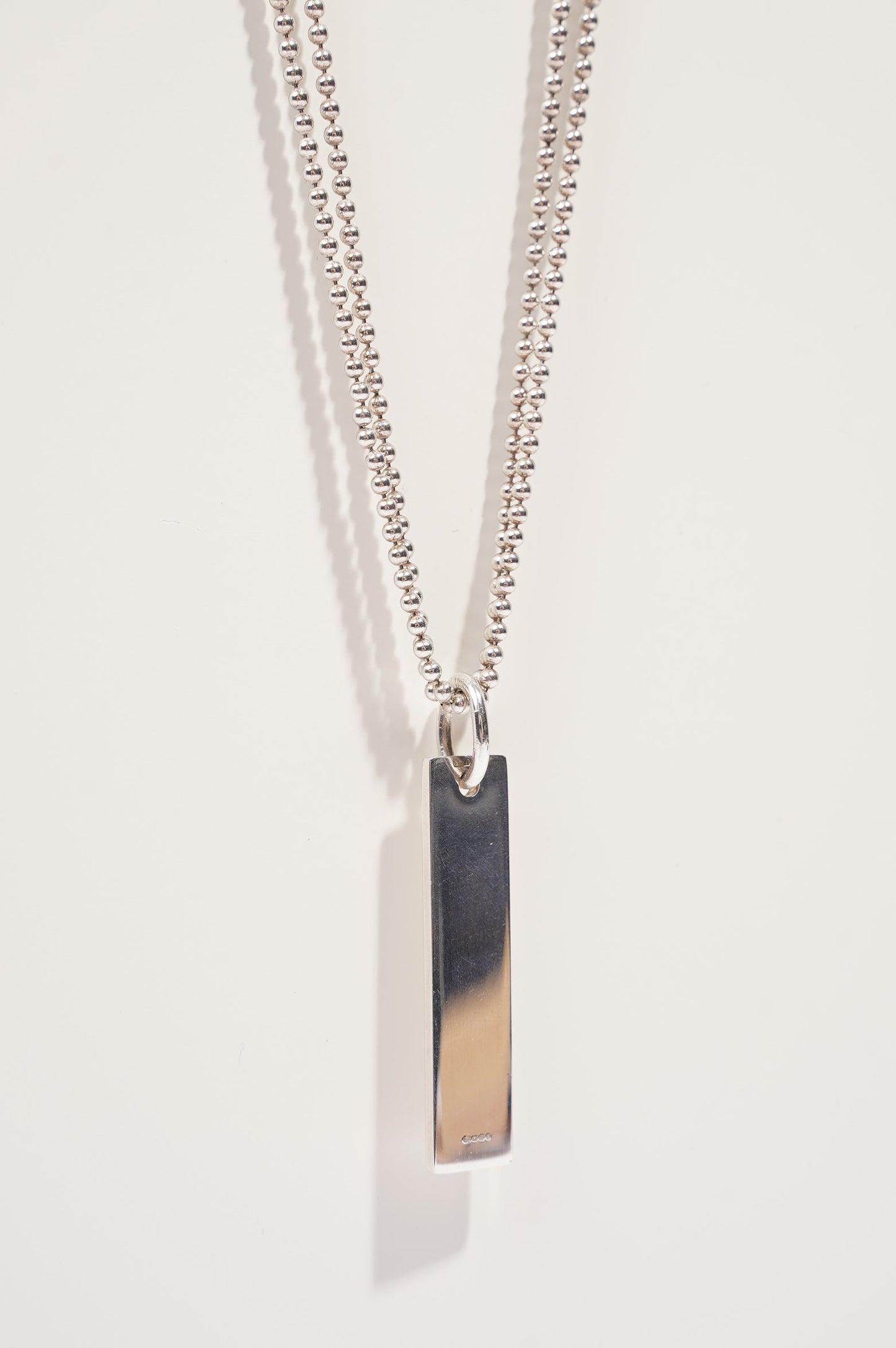 Gucci Mens Double Chain With Pendant Bar Silver