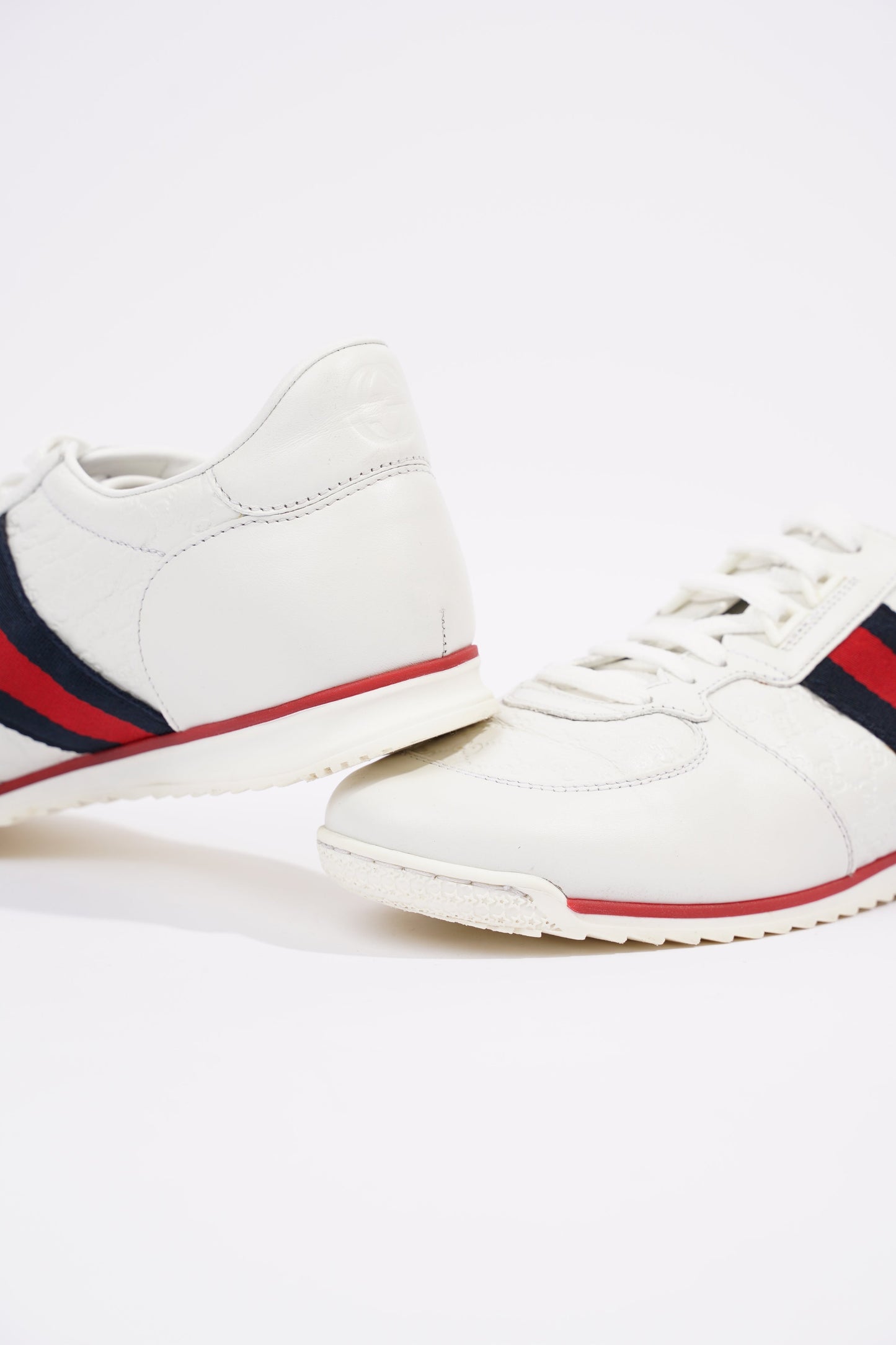 Gucci Womens Leather Low Top White / Green / Red EU 39.5 / UK 6.5