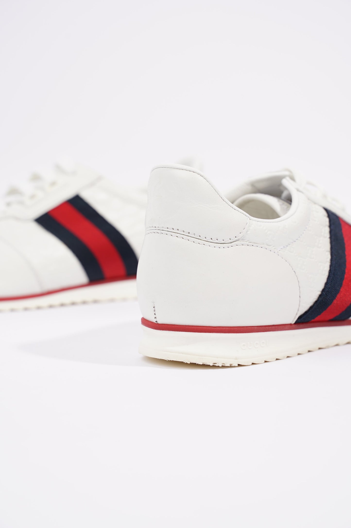 Gucci Womens Leather Low Top White / Green / Red EU 39.5 / UK 6.5