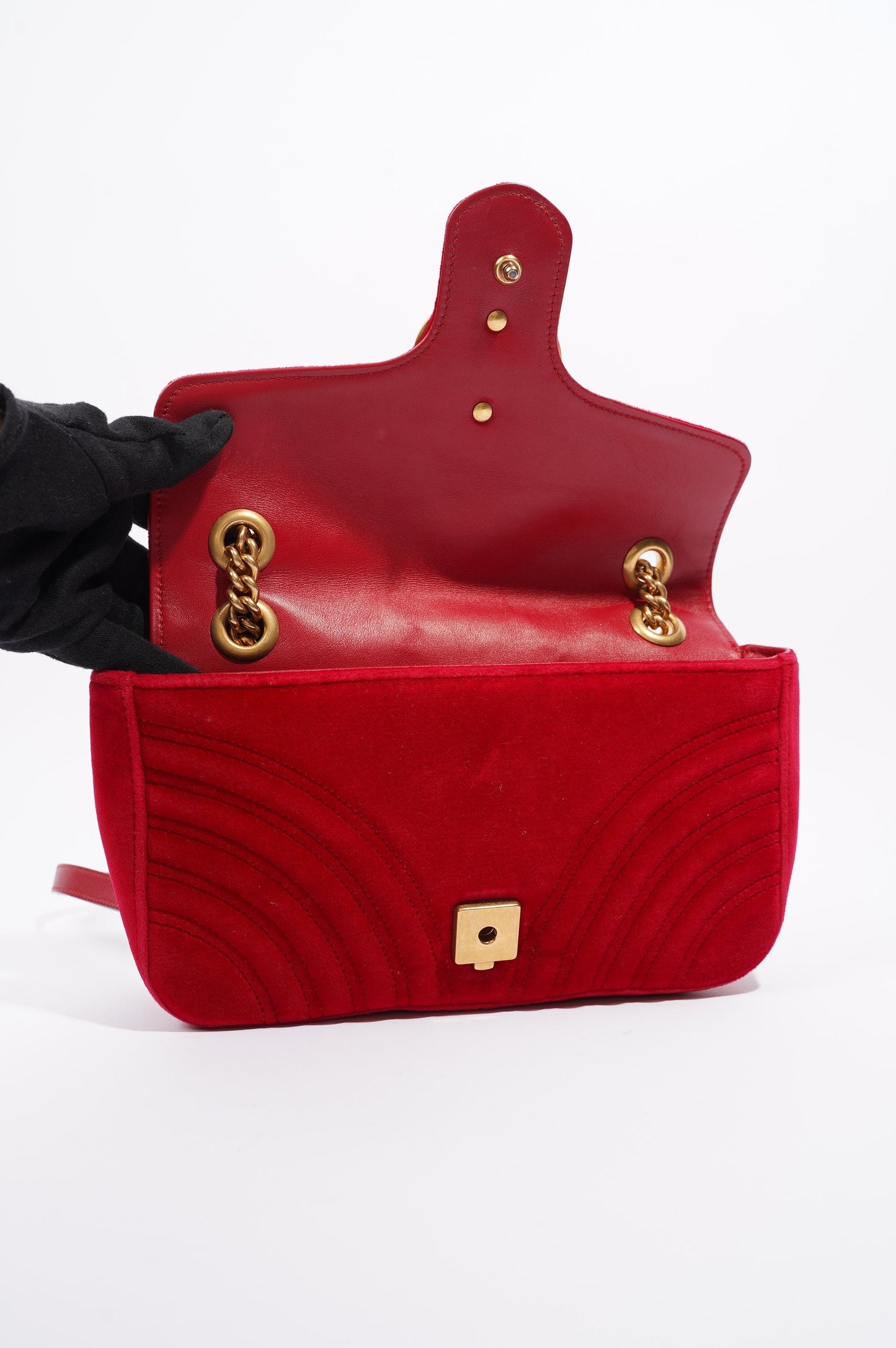 Gucci GG Marmont Black Red Velvet Small