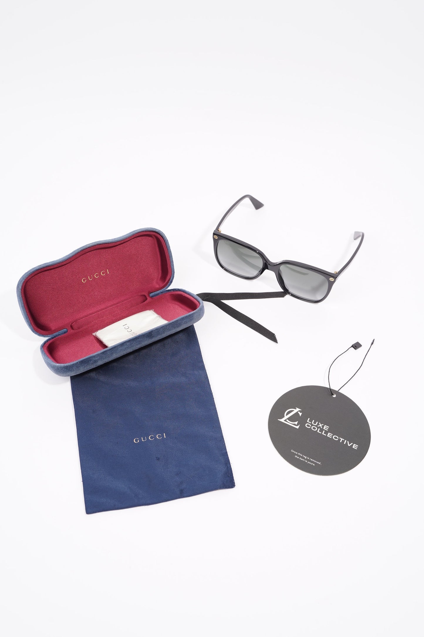 Gucci Womens Oversized Sunglasses Black Acetate 140