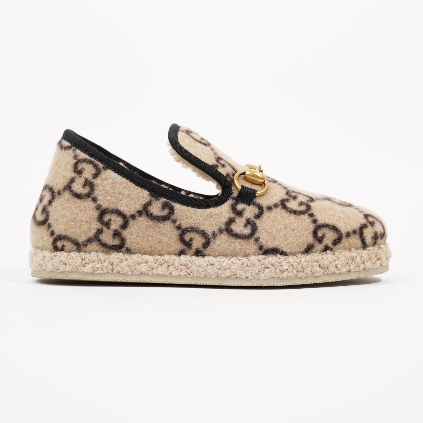 Gucci GG Wool Loafer Beige Black EU 34 / UK 1