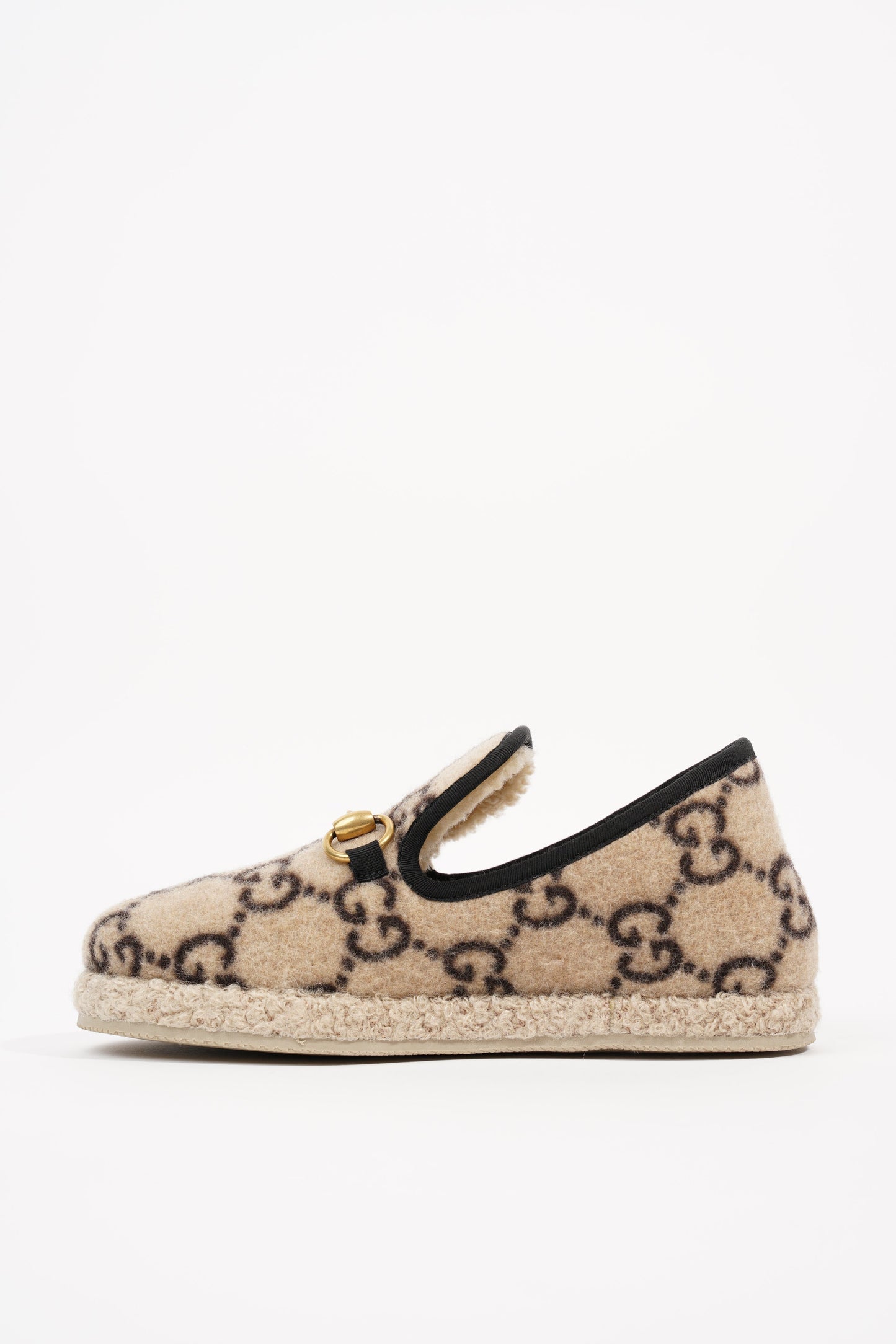Gucci GG Wool Loafer Beige Black EU 34 / UK 1