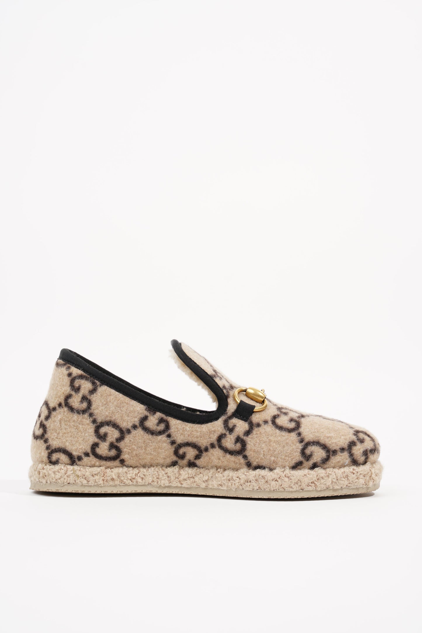 Gucci GG Wool Loafer Beige Black EU 34 / UK 1