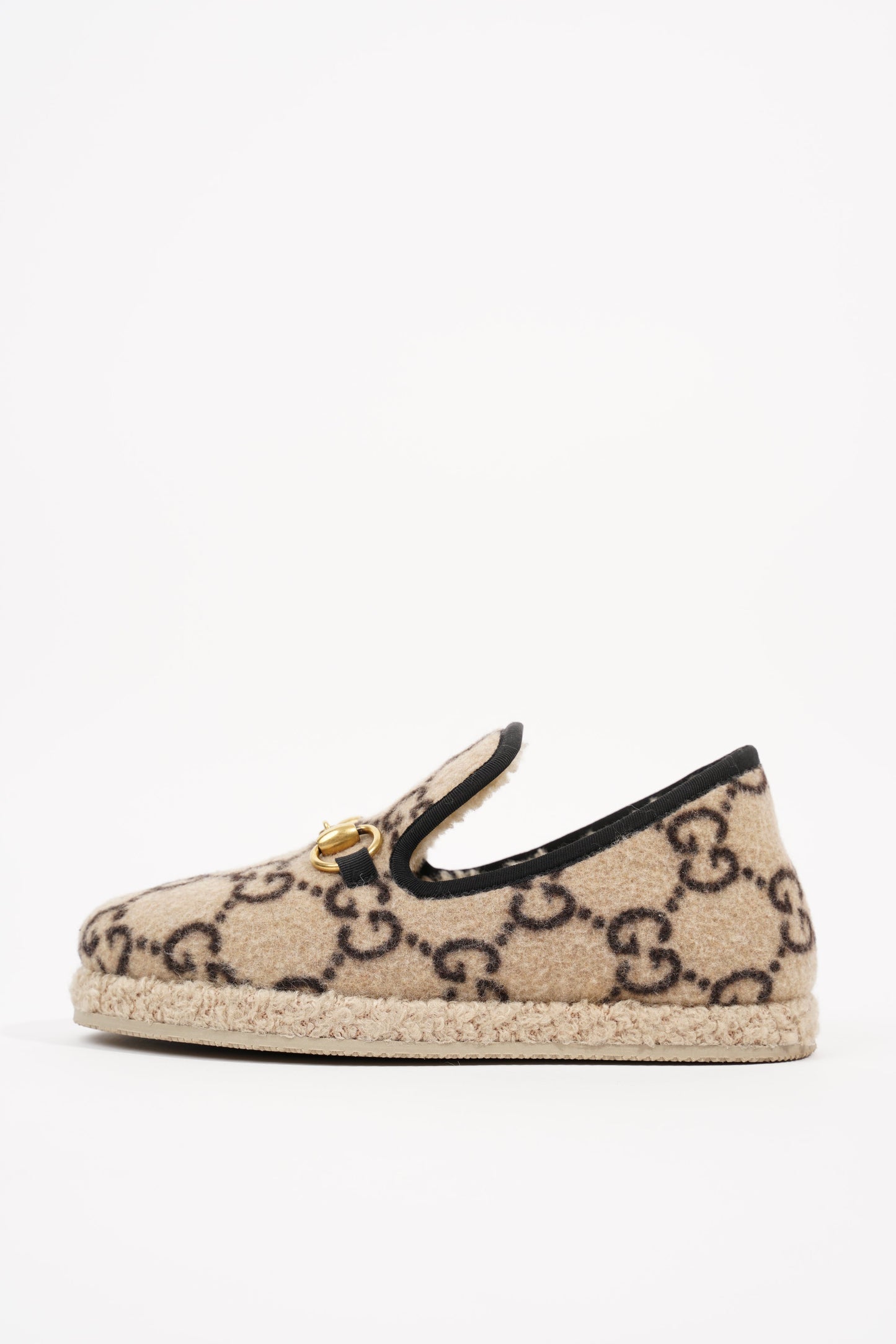 Gucci GG Wool Loafer Beige Black EU 34 / UK 1