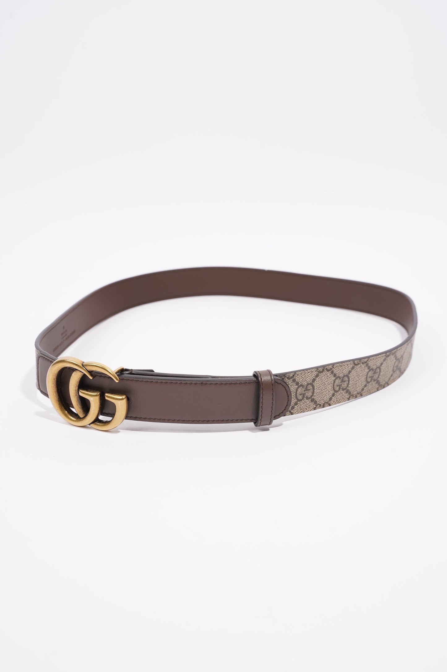 Gucci Womens GG with Double G Belt Supreme / Brown Leather / Canvas 90