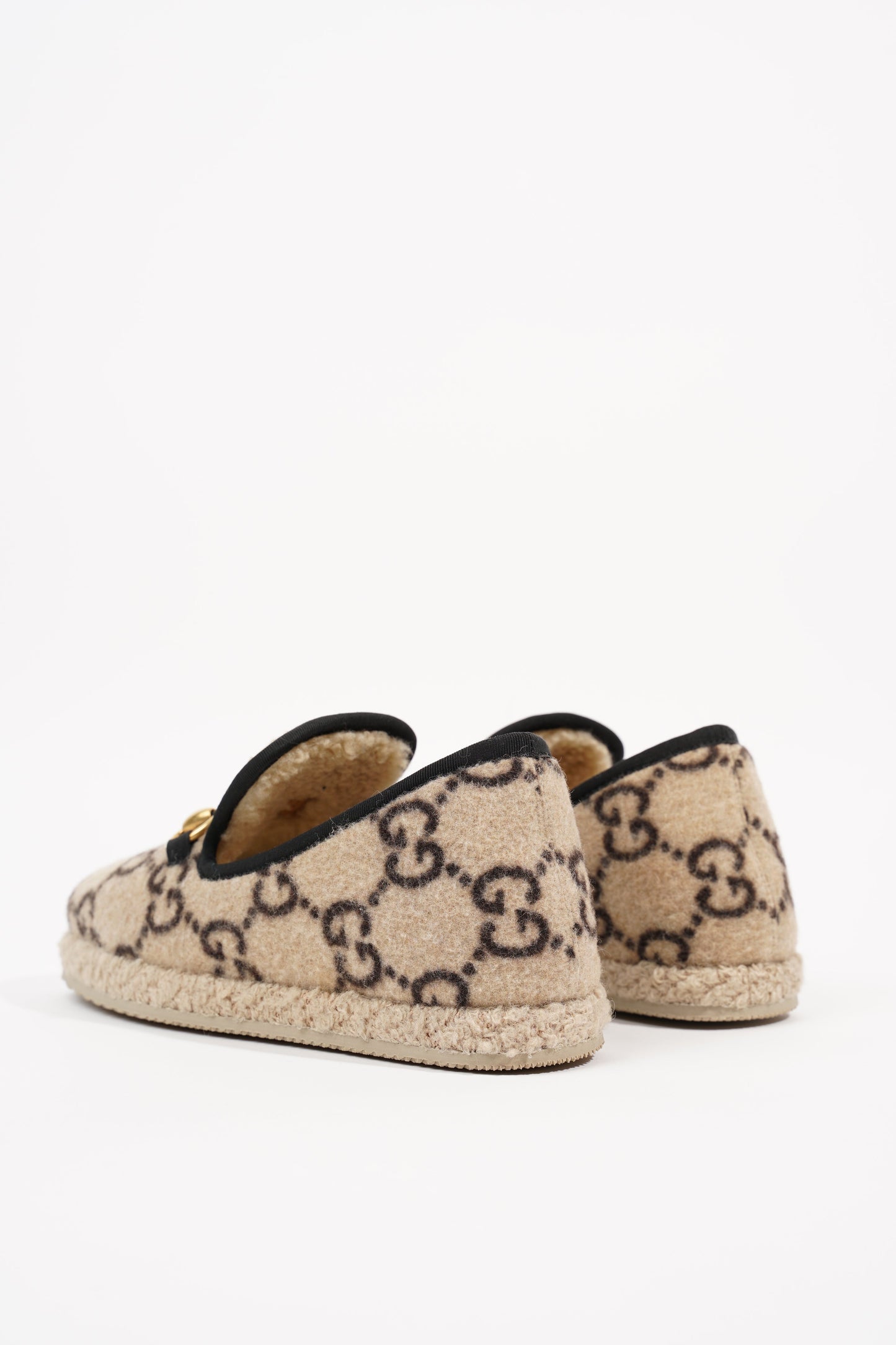 Gucci GG Wool Loafer Beige Black EU 34 / UK 1