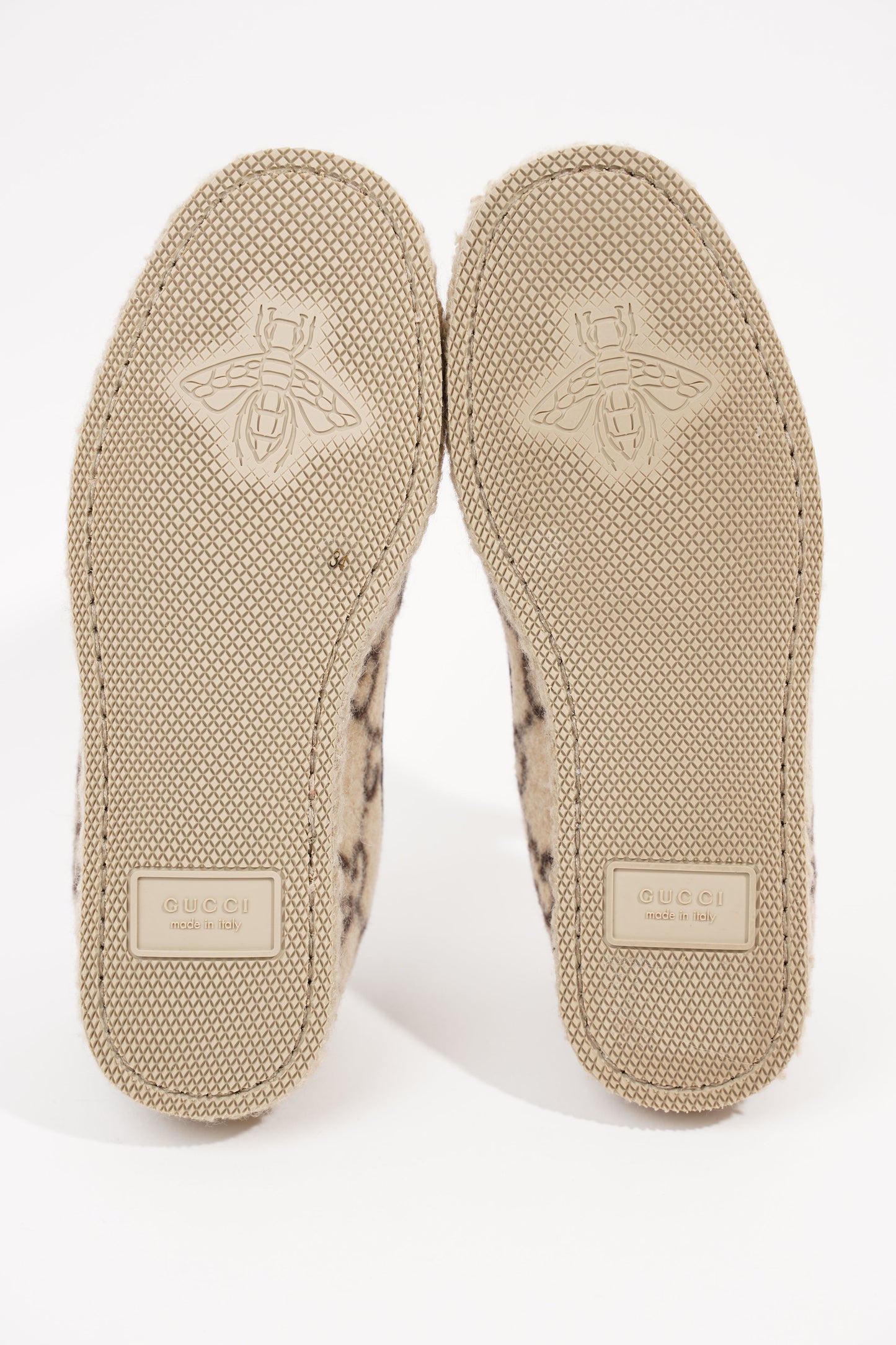 Gucci GG Wool Loafer Beige Black EU 34 / UK 1