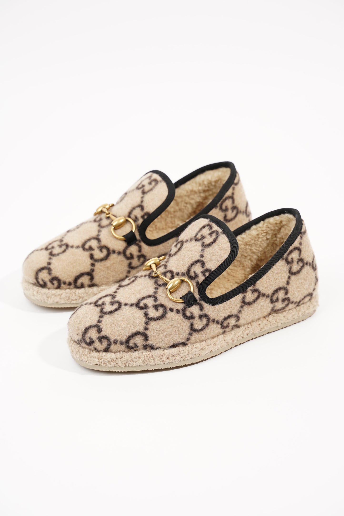 Gucci GG Wool Loafer Beige Black EU 34 / UK 1